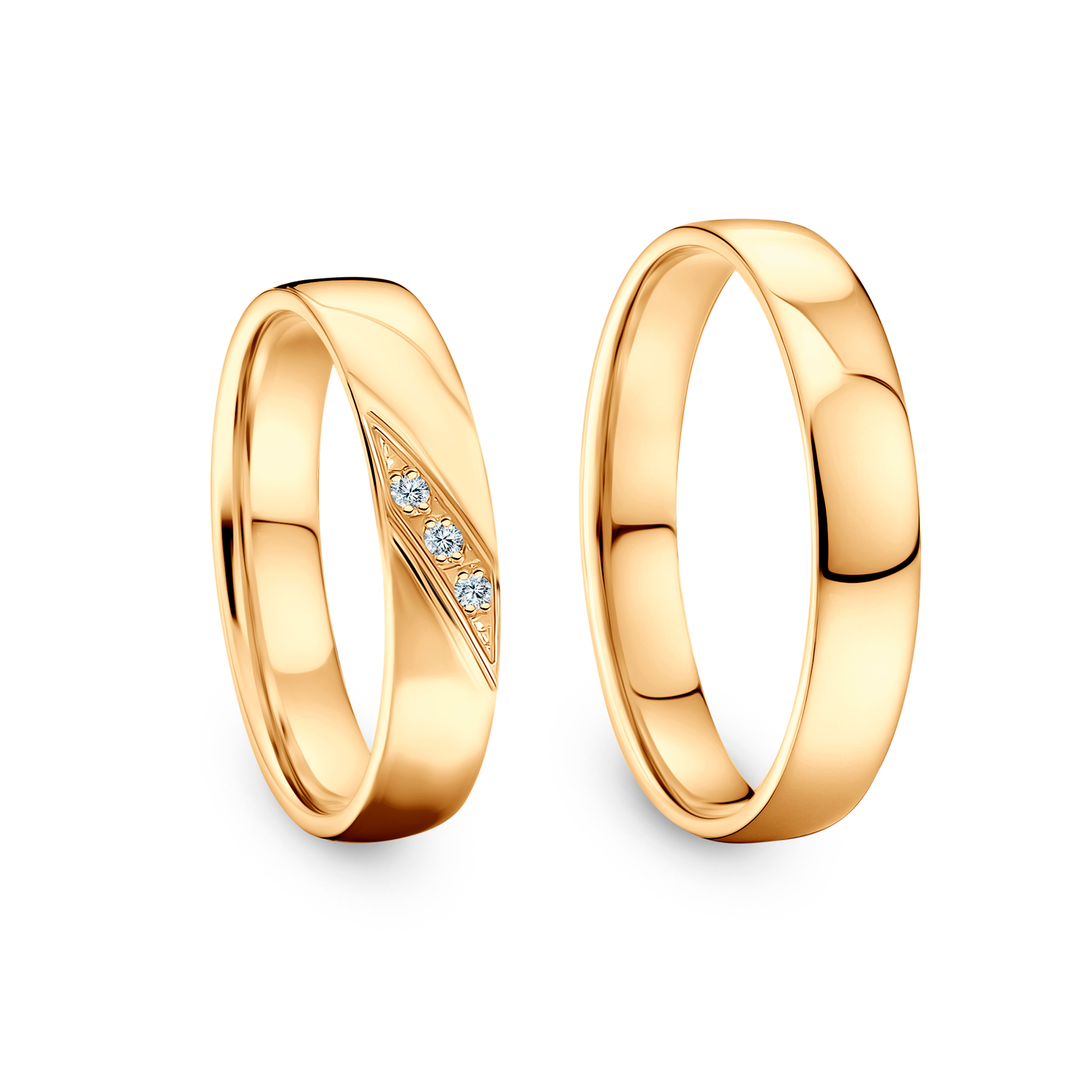 Obrączki ślubne: żółte złoto, półokrągłe, 4 mm - 3