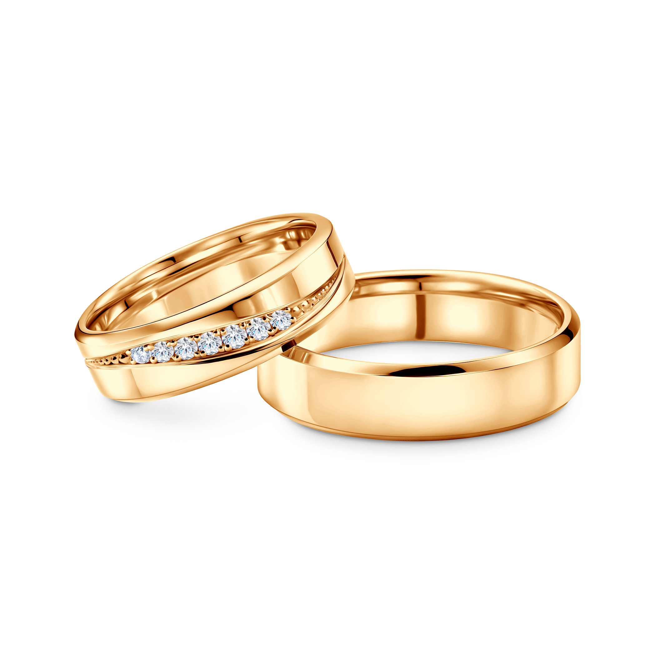 Obrączki ślubne: żółte złoto, fazowane, 5,5 mm