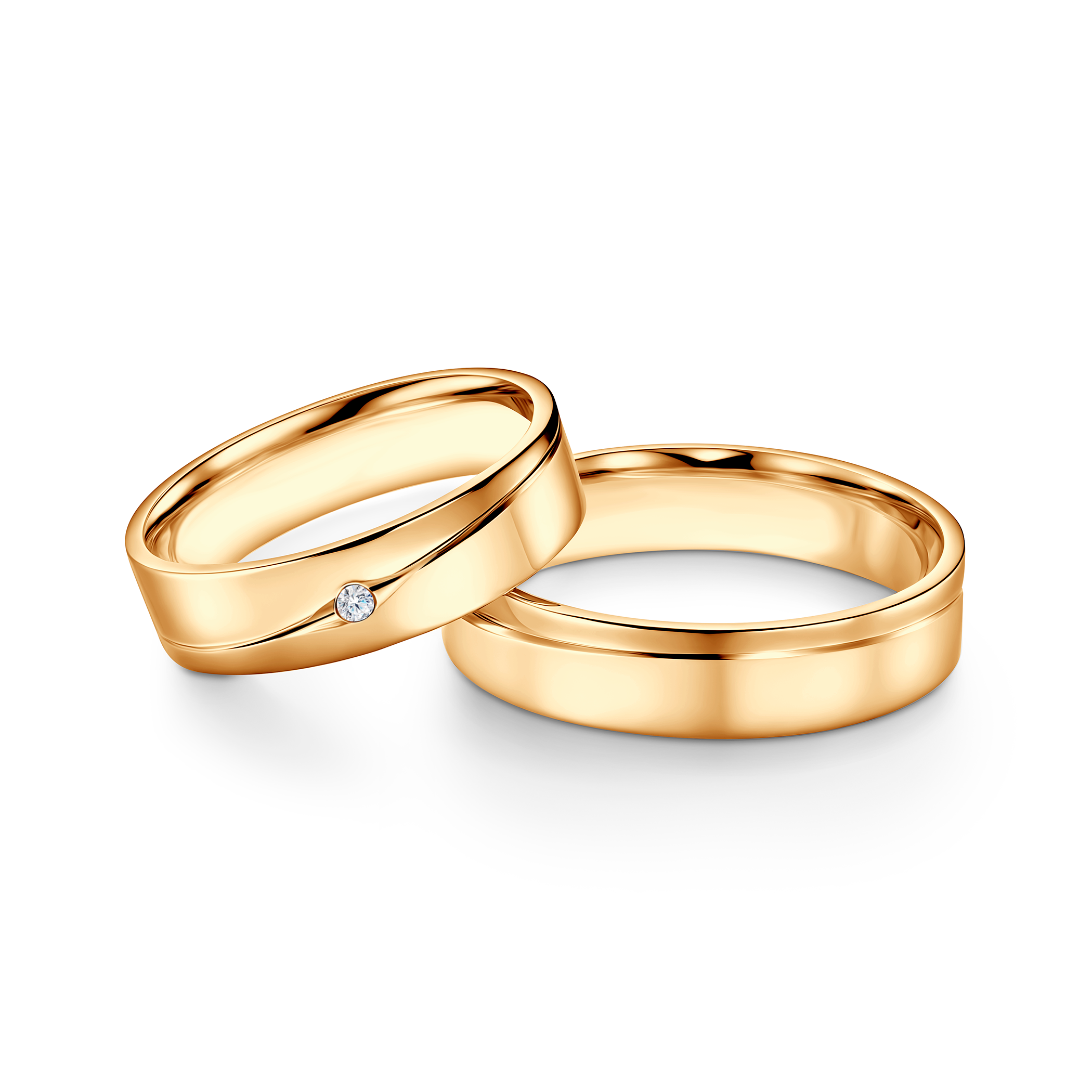 Obrączki ślubne: żółte złoto, płaskie, 5 mm