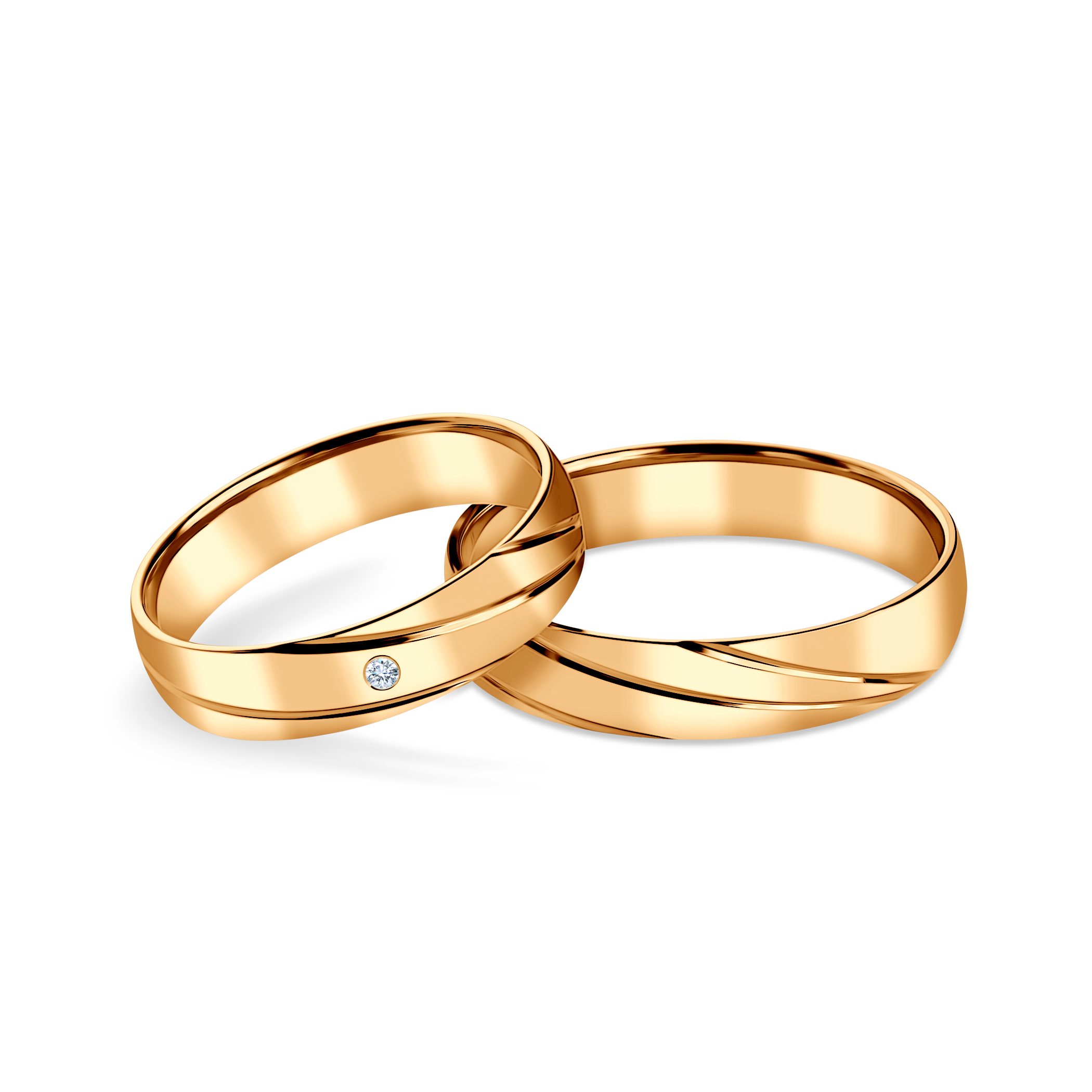 Obrączki ślubne: żółte złoto, półokrągłe, 4,5 mm