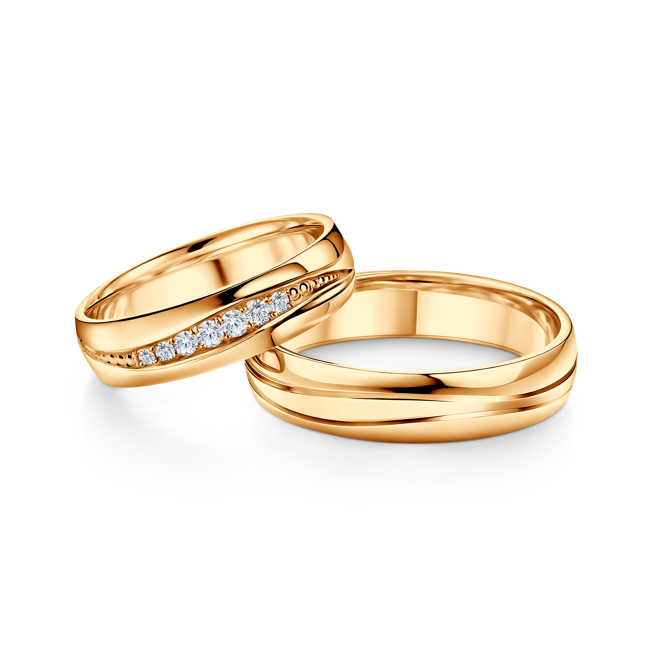 Obrączki ślubne: żółte złoto, półokrągłe, 5 mm