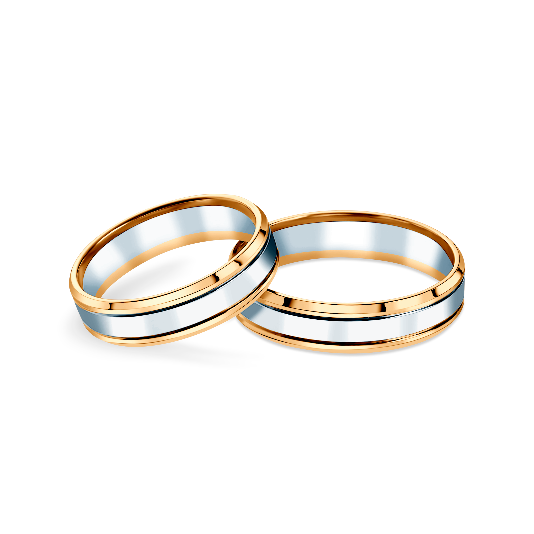 Obrączki ślubne: dwukolorowe złoto, fazowane, 5 mm