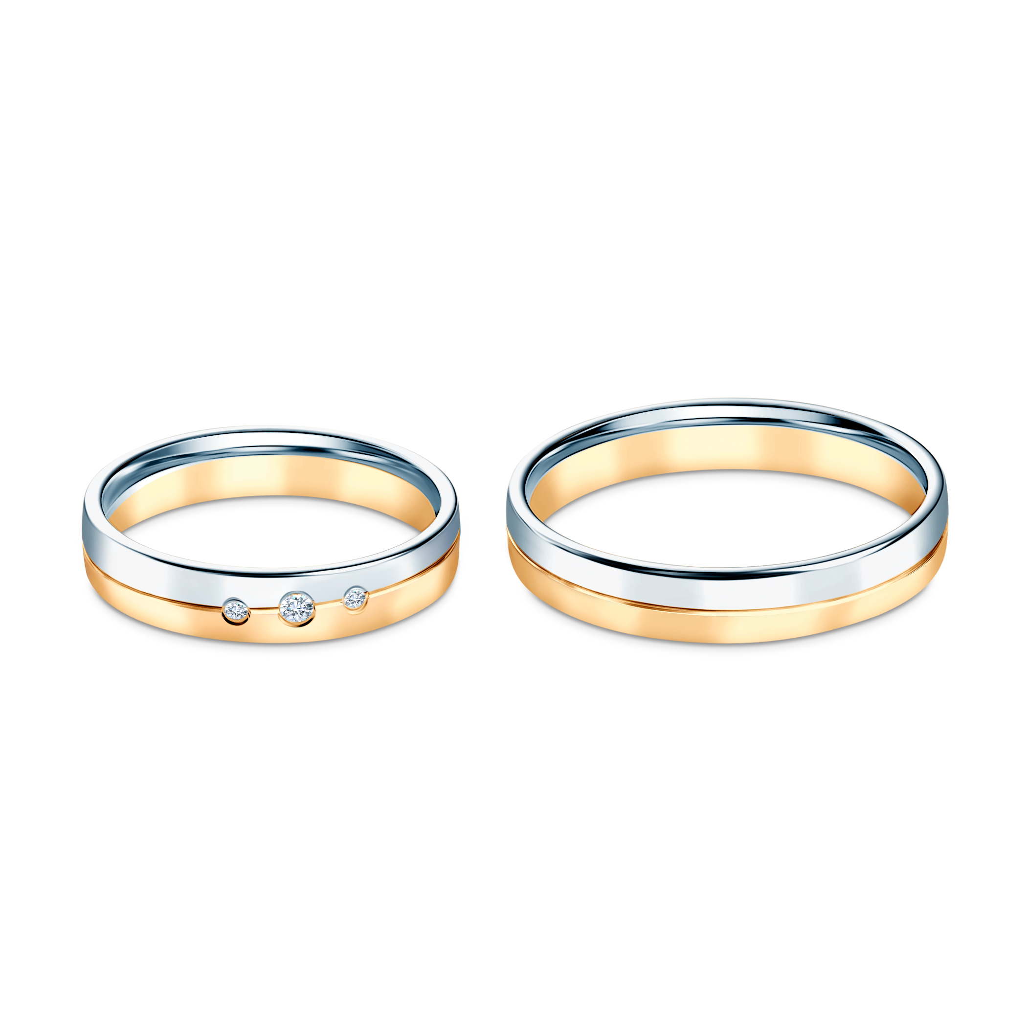 Obrączki ślubne: dwukolorowe złoto, półokrągłe, 4 mm - 4