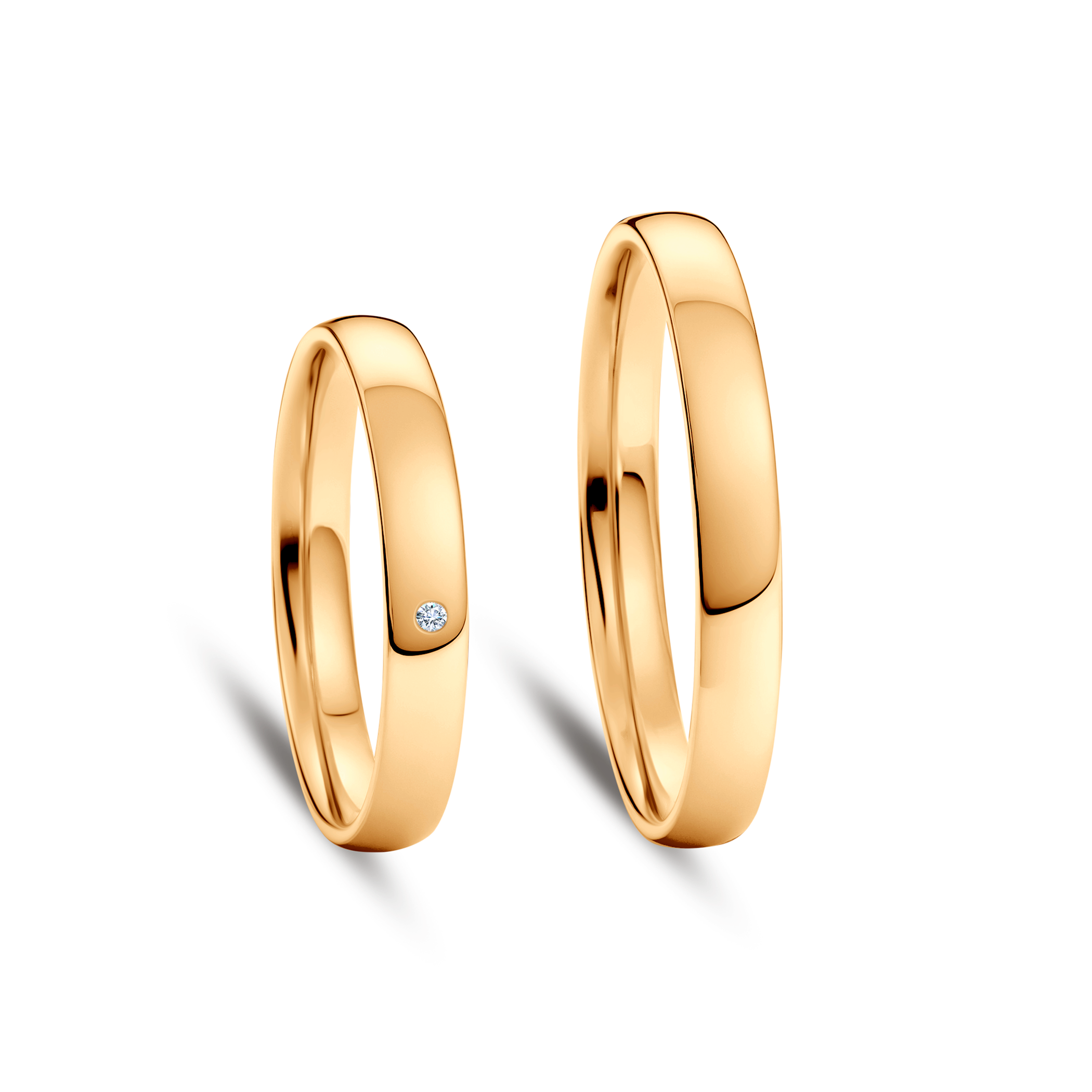 Obrączki ślubne: żółte złoto, półokrągłe, 3 mm - 4