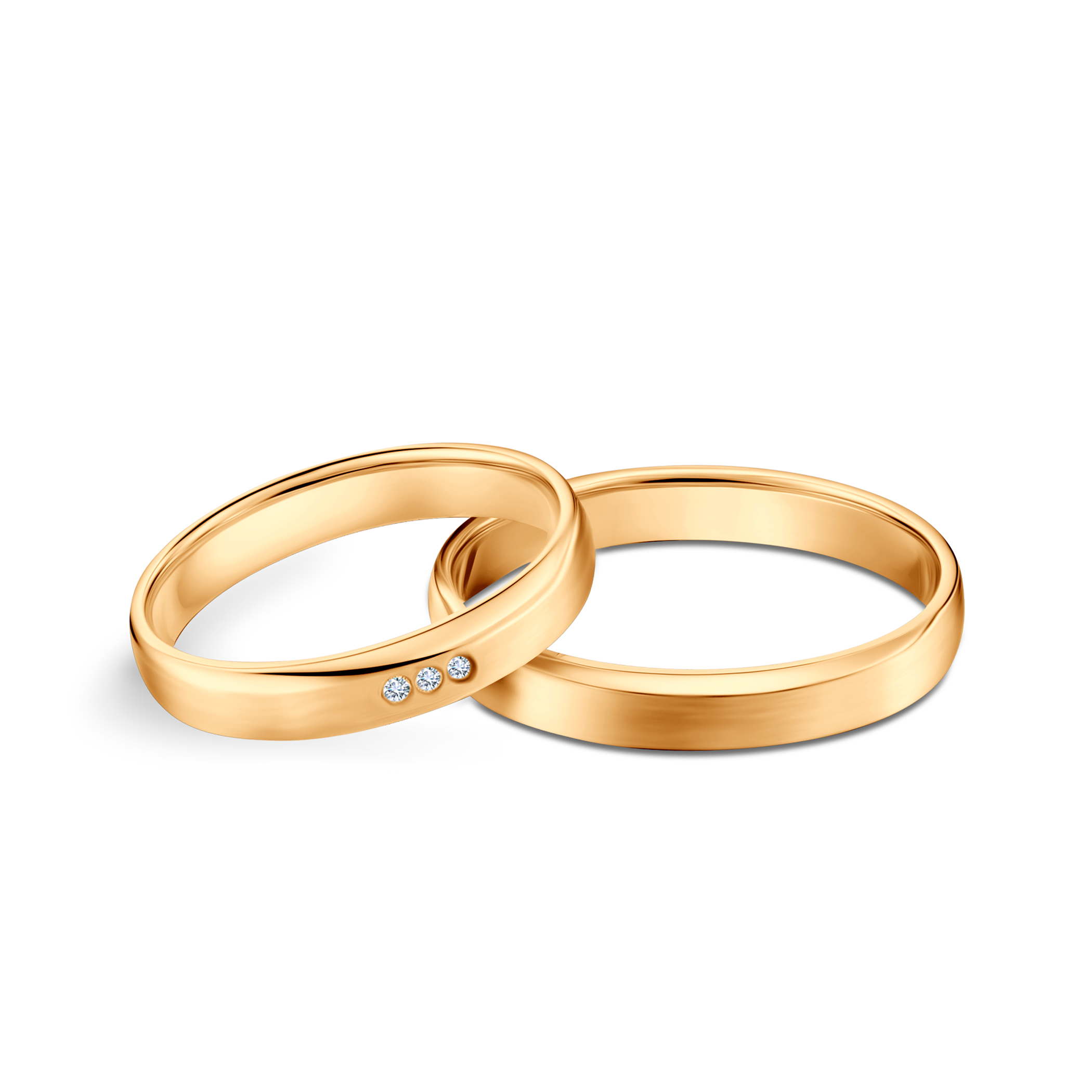 Obrączki ślubne: żółte złoto, półokrągłe, 3,5 mm