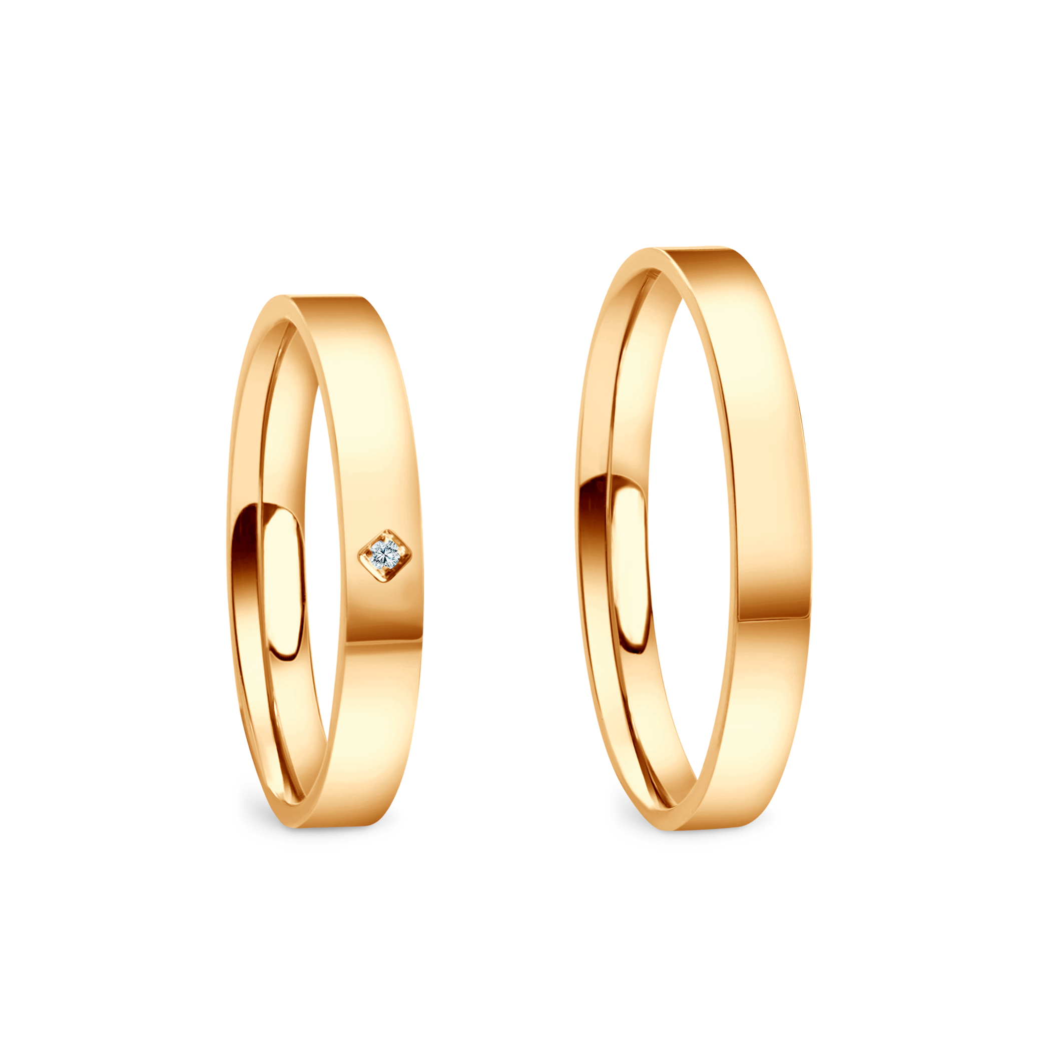 Obrączki ślubne: żółte złoto, płaskie, 3 mm - 3
