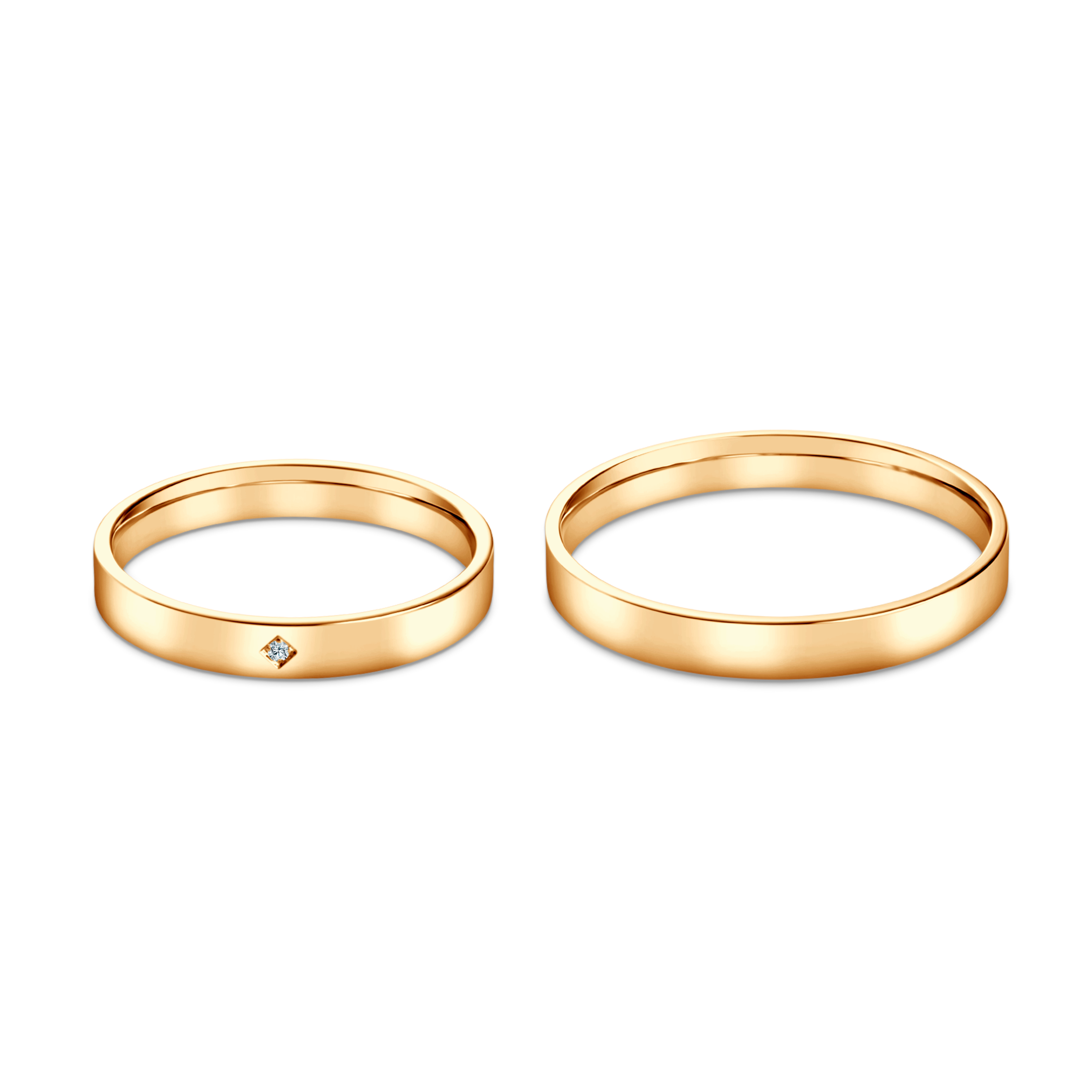 Obrączki ślubne: żółte złoto, płaskie, 3 mm - 4