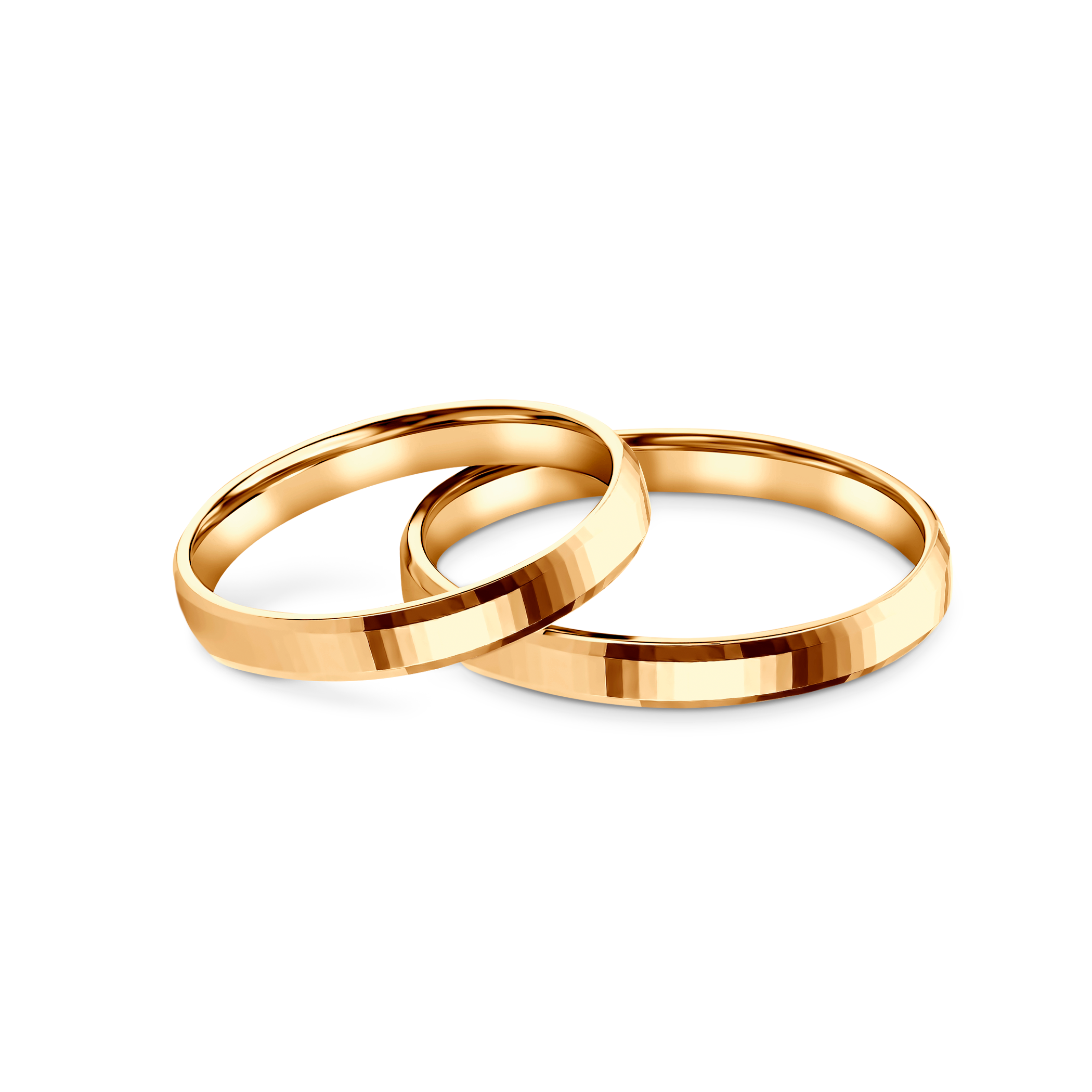 Obrączki ślubne: żółte złoto, fazowane, 3 mm