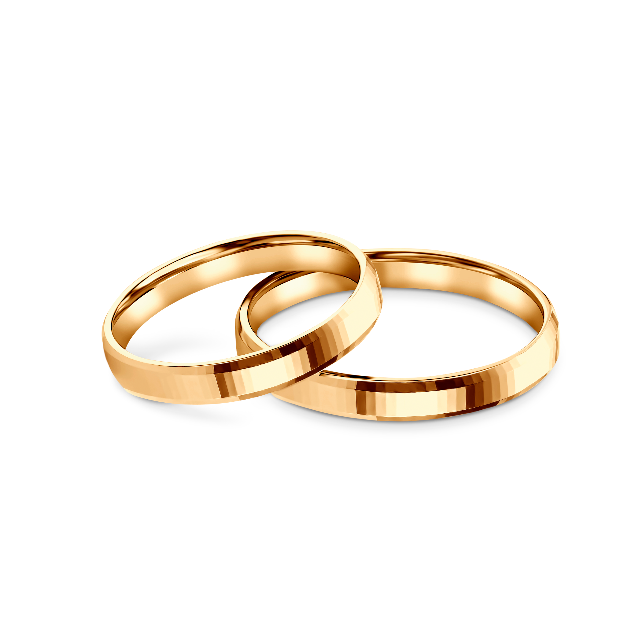 Obrączki ślubne: żółte złoto, fazowane, 4 mm