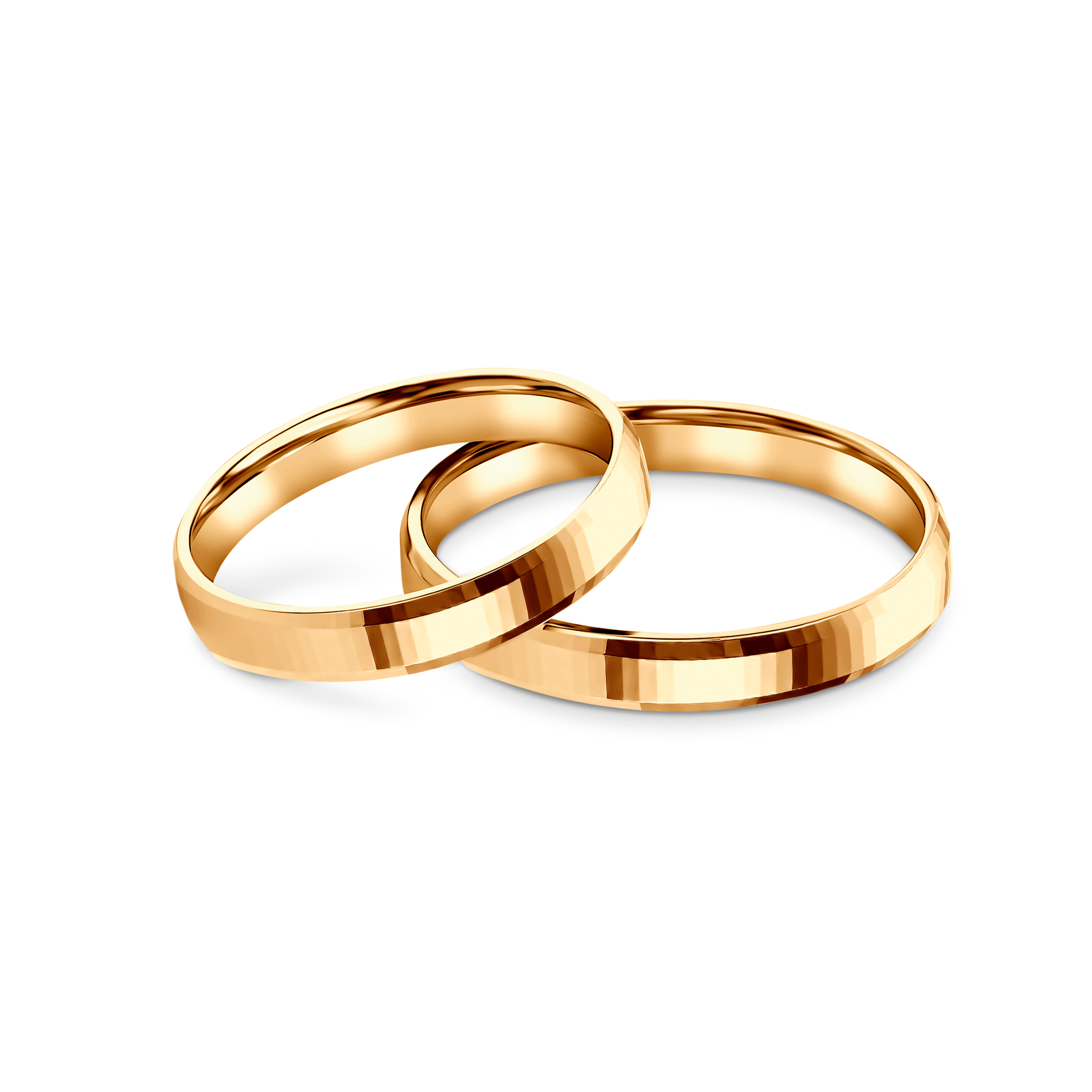 Obrączki ślubne: żółte złoto, fazowane, 5 mm