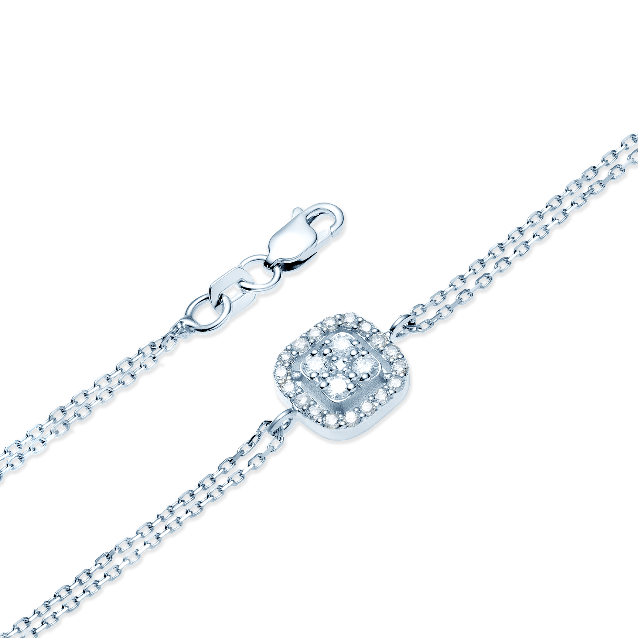 Bransoletka kwadrat Savicki: białe złoto, diamenty