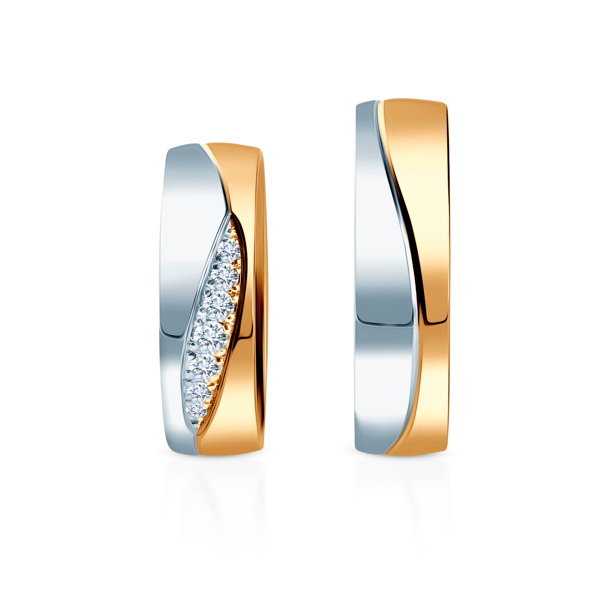 Trauringe: zweifarbiges Gold, halbrund, 6 mm - 5