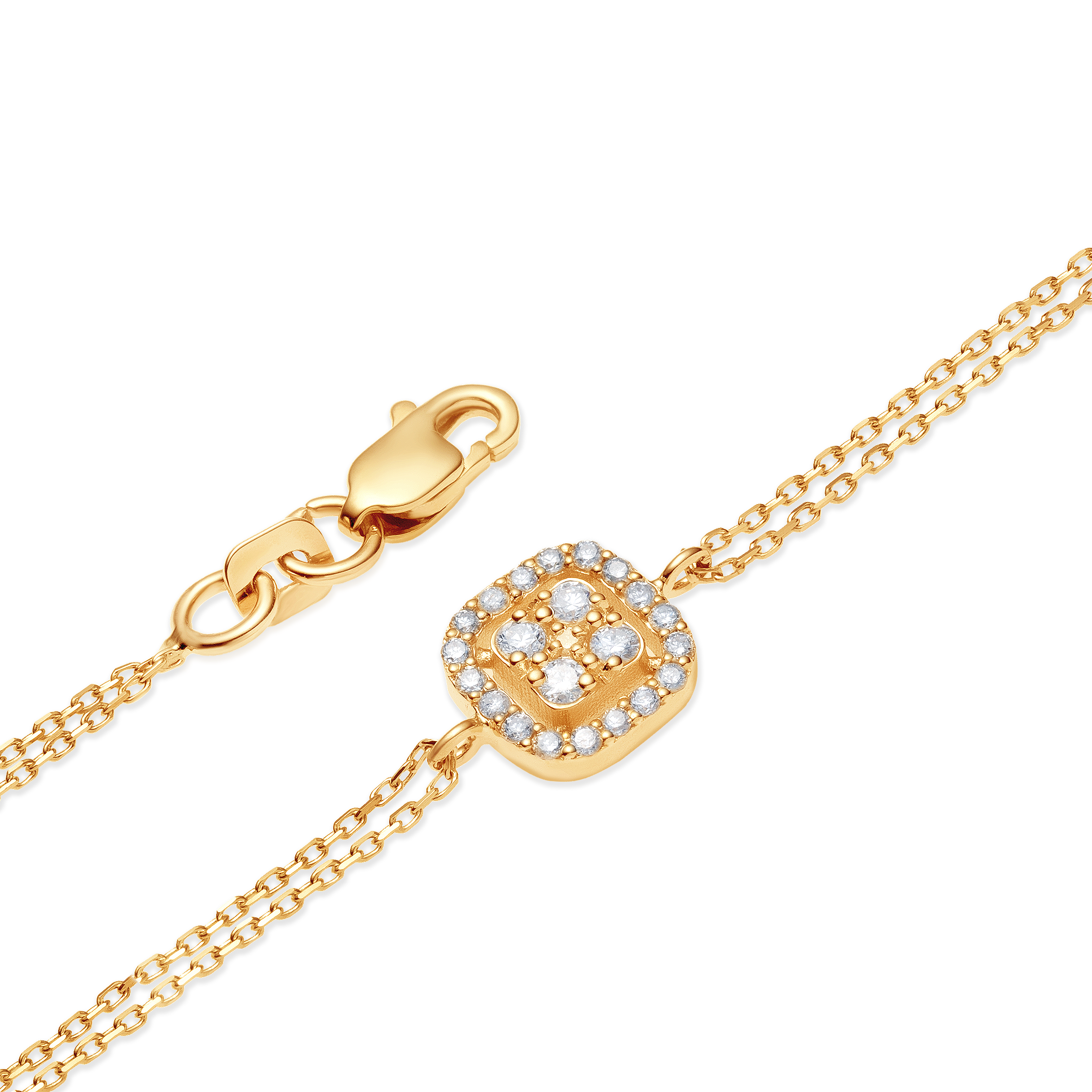 Bransoletka kwadrat Savicki: złoto, diamenty