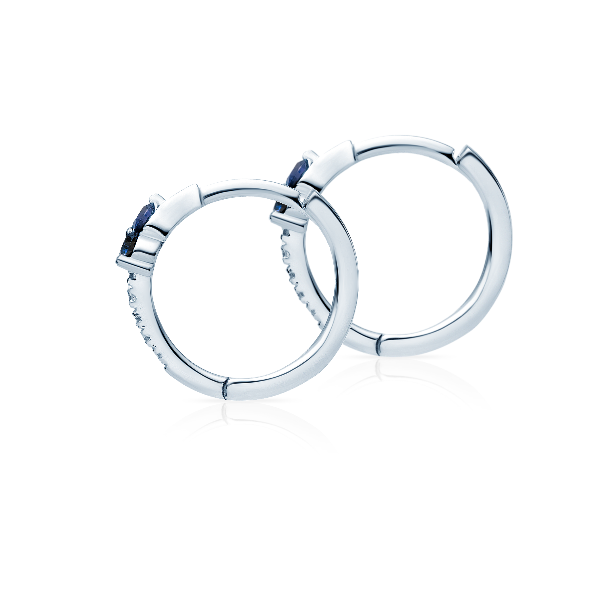 Kolczyki koła Savicki: białe złoto, niebieskie szafiry, diamenty