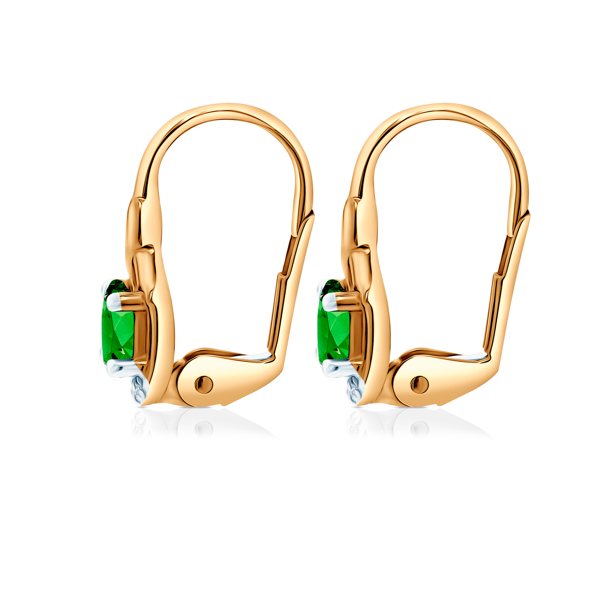 Ohrringe Savicki: zweifarbiges Gold, Smaragde, Diamanten - 4