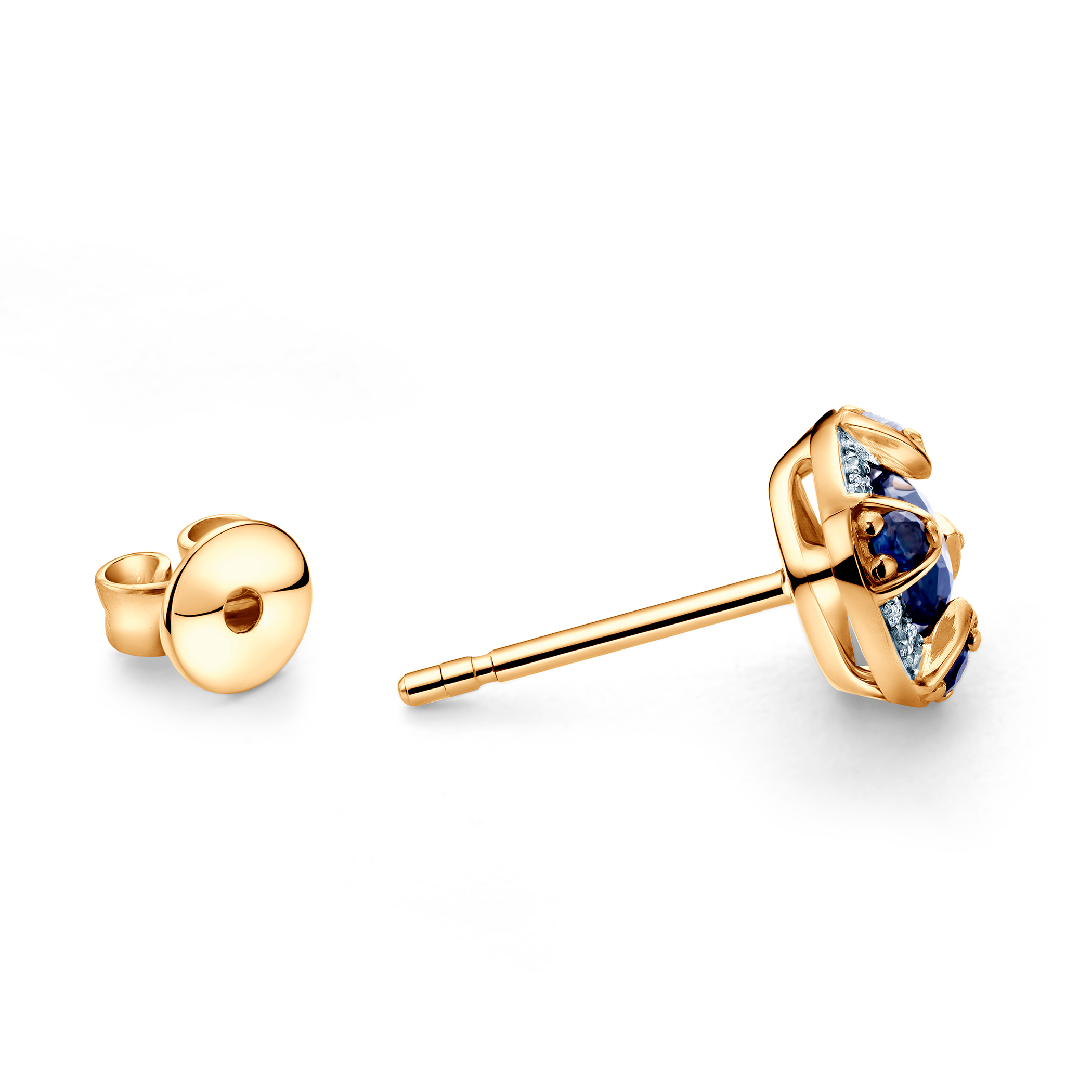 Ohrringe Rosavine: zweifarbiges Gold, blaue Saphire, Diamanten - 4