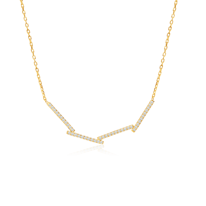 Naszyjnik prostokąty Savicki: złoty, diamenty