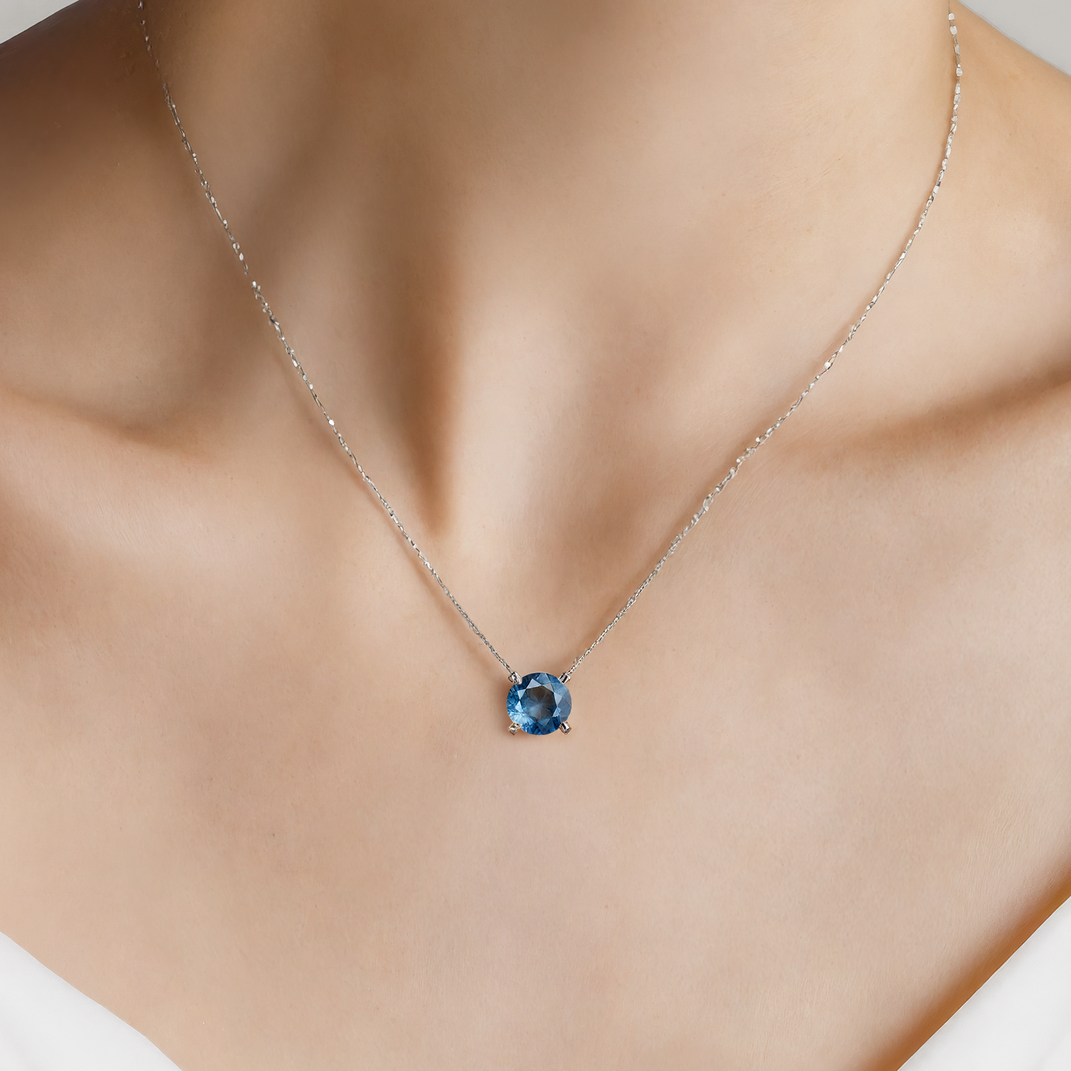 Naszyjnik Share Your Love z białego złota 585 z niebieskim diamentem laboratoryjnym 0.5ct  - 4