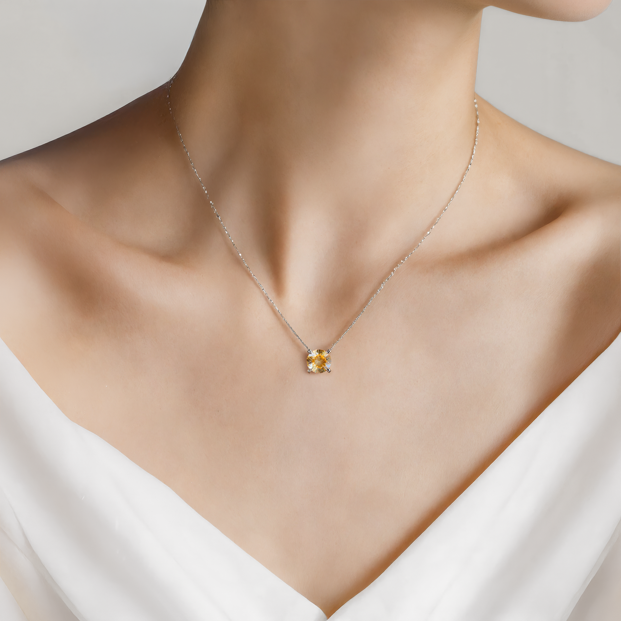 Naszyjnik Share Your Love z białego złota 585 z żółtym diamentem laboratoryjnym 0.5ct  - 3