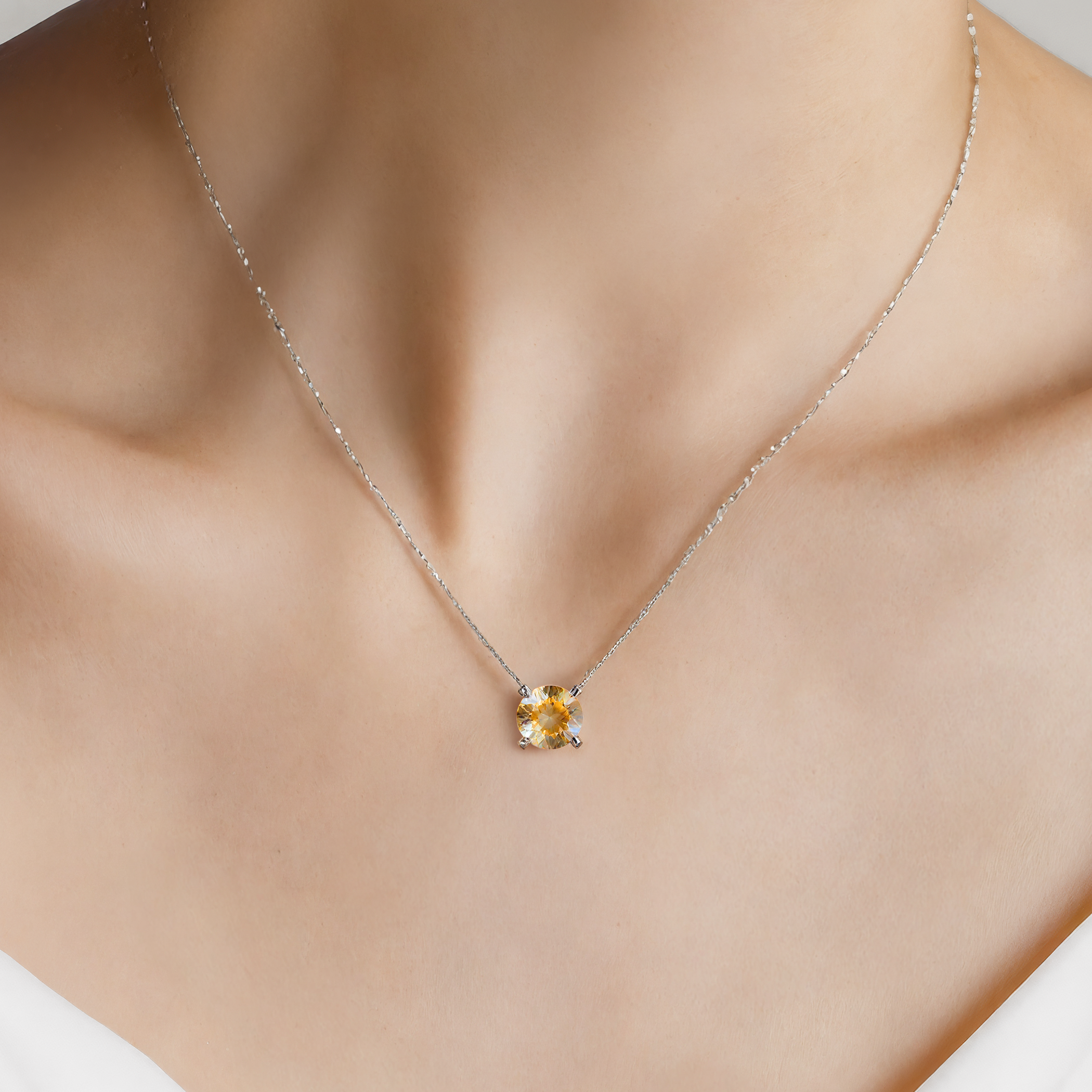 Naszyjnik Share Your Love z białego złota 585 z żółtym diamentem laboratoryjnym 0.5ct  - 4