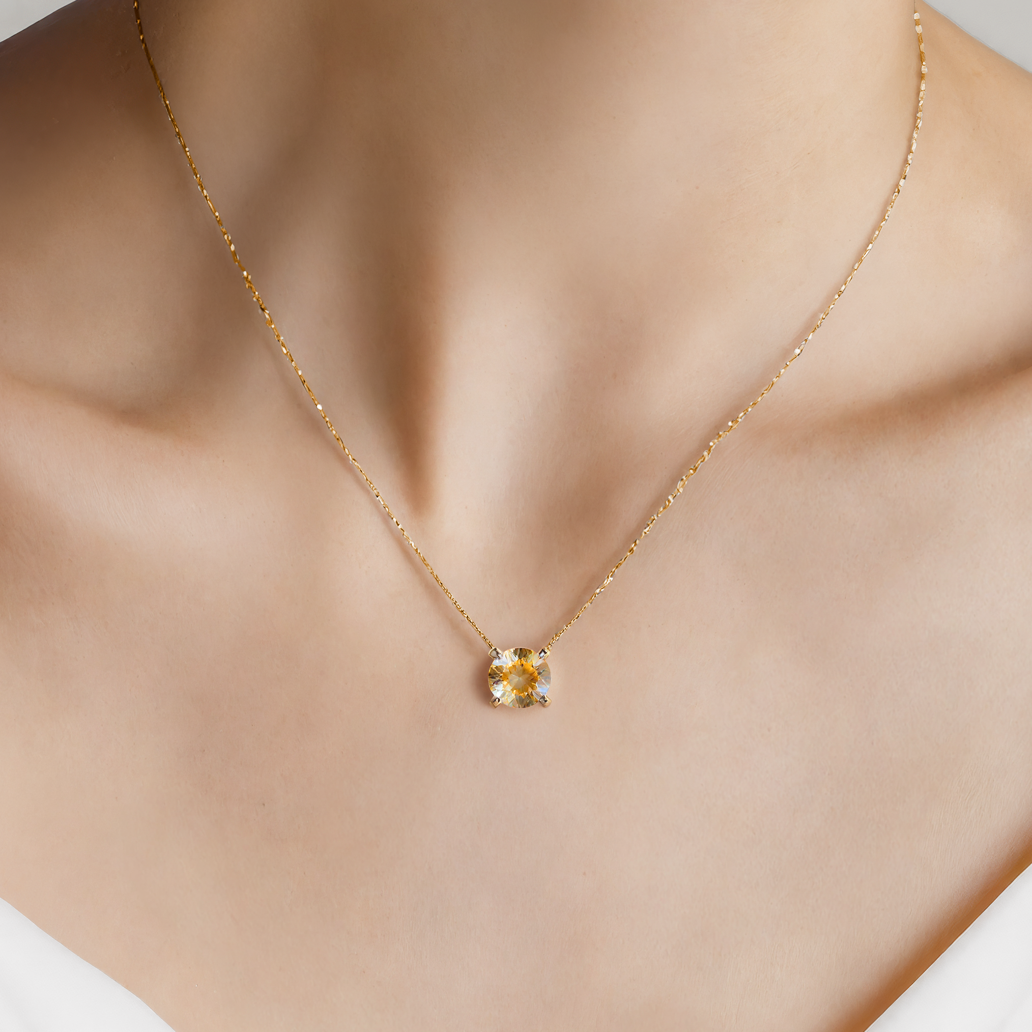Naszyjnik Share Your Love złoty 585 z żółtym diamentem laboratoryjnym 0.5ct - 4