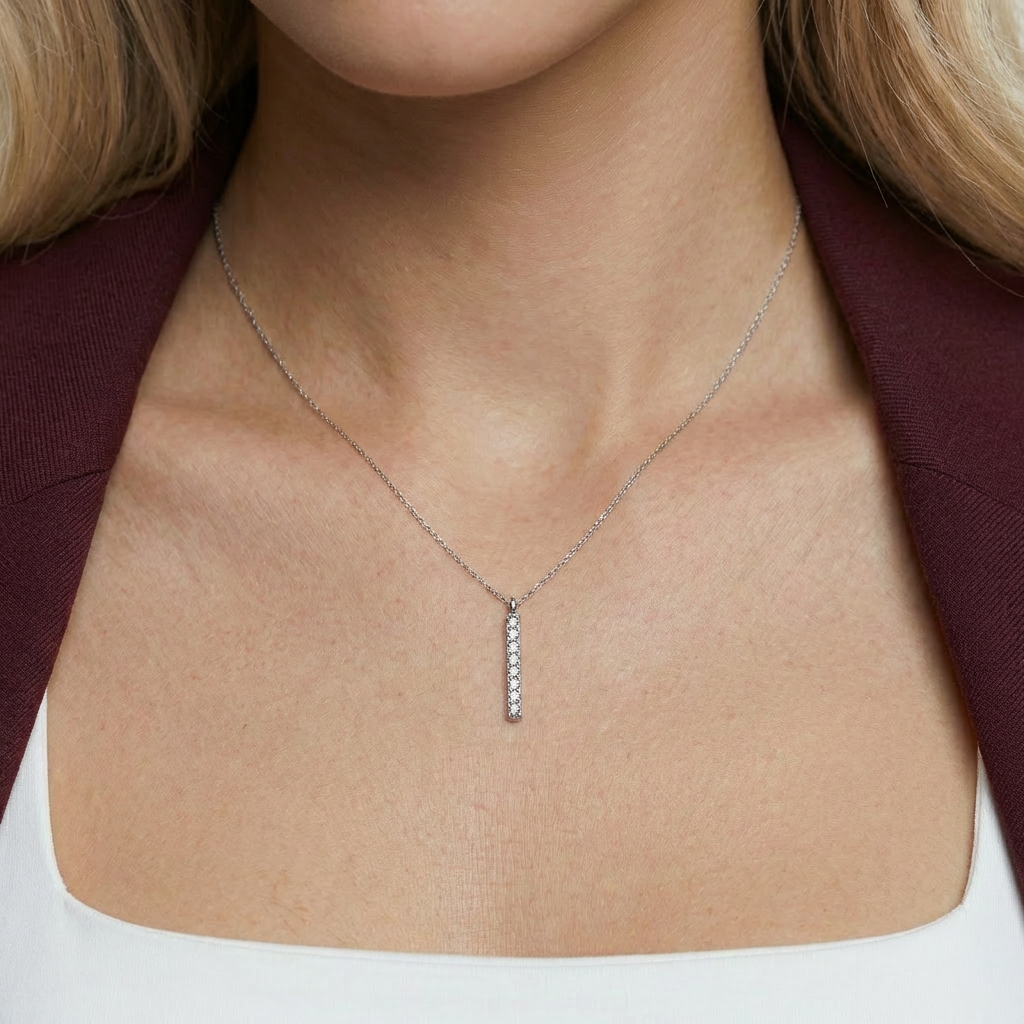 Naszyjnik z białego złota 585 z białymi diamentami laboratoryjnymi 0.07ct 42 cm - 4