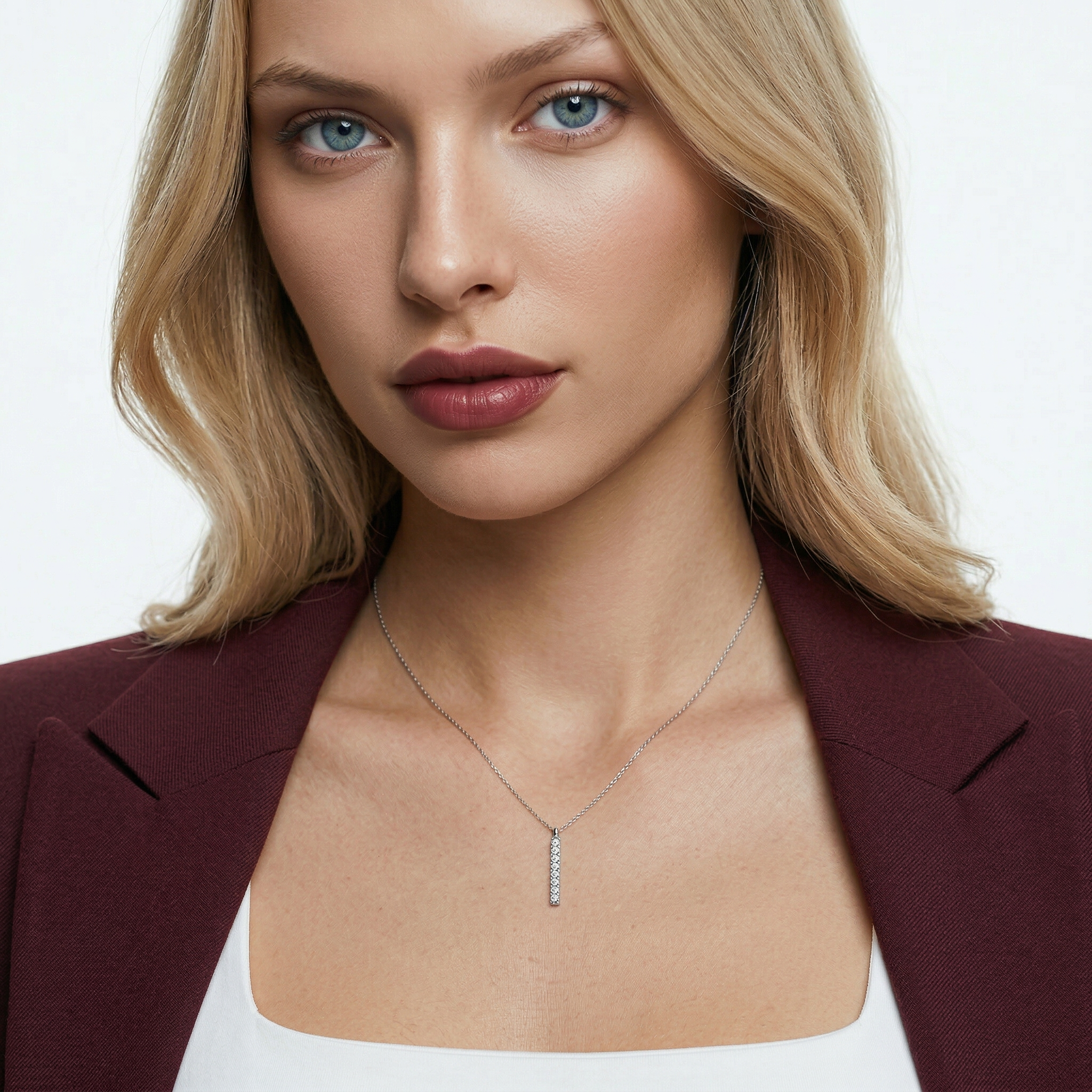 Naszyjnik z białego złota 585 z białymi diamentami laboratoryjnymi 0.07ct 42 cm - 5