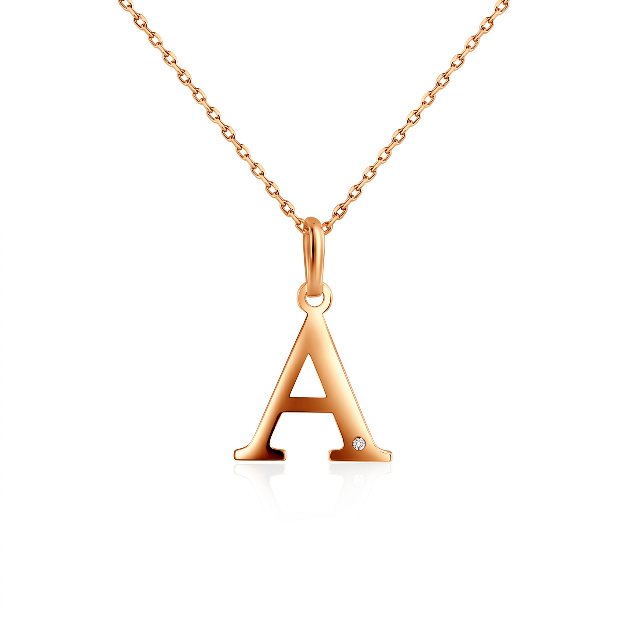 Halskette Buchstabe A mit Diamant 0,04 ct 585er Gold 45 cm