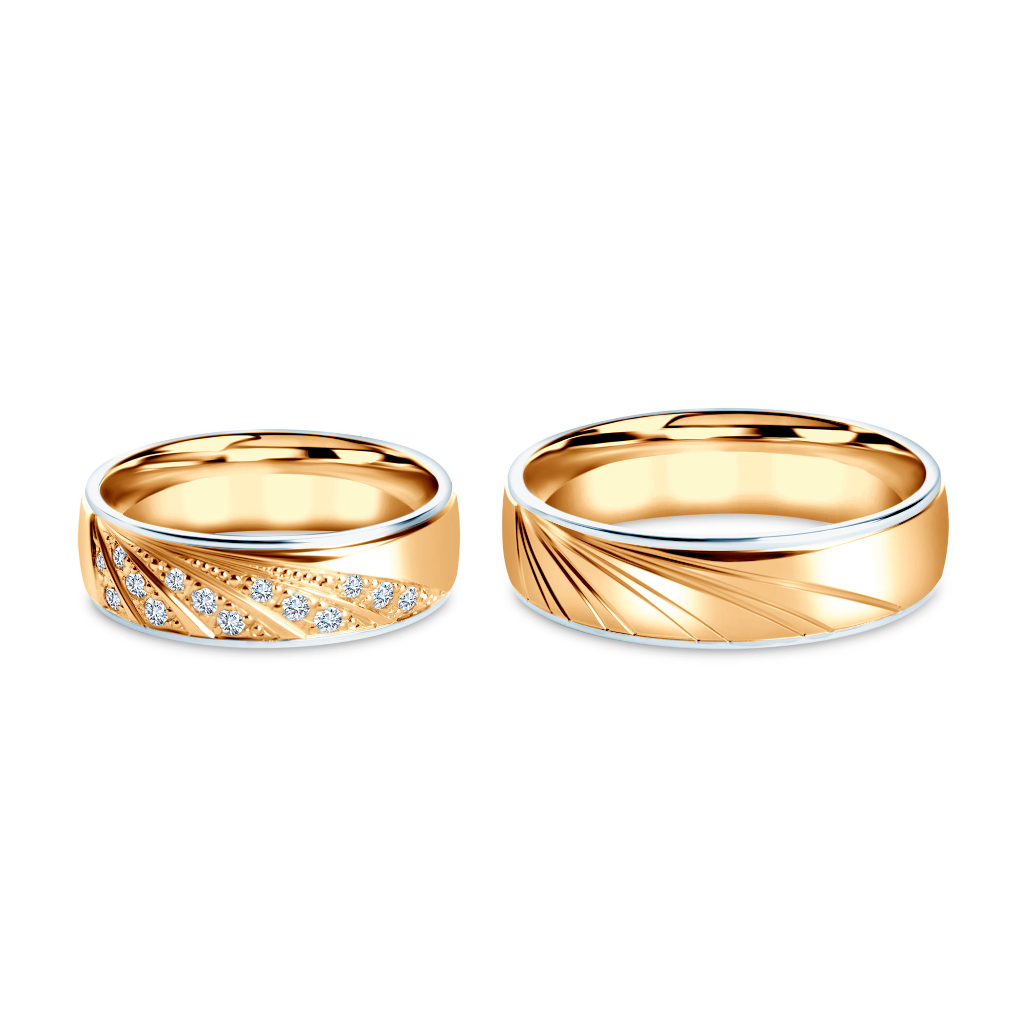 Trauringe: zweifarbiges Gold, halbrund, 6 mm - 4