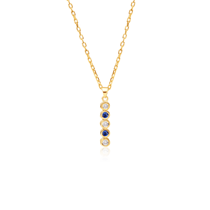 Naszyjnik Savicki: złoty, niebieskie szafiry, diamenty