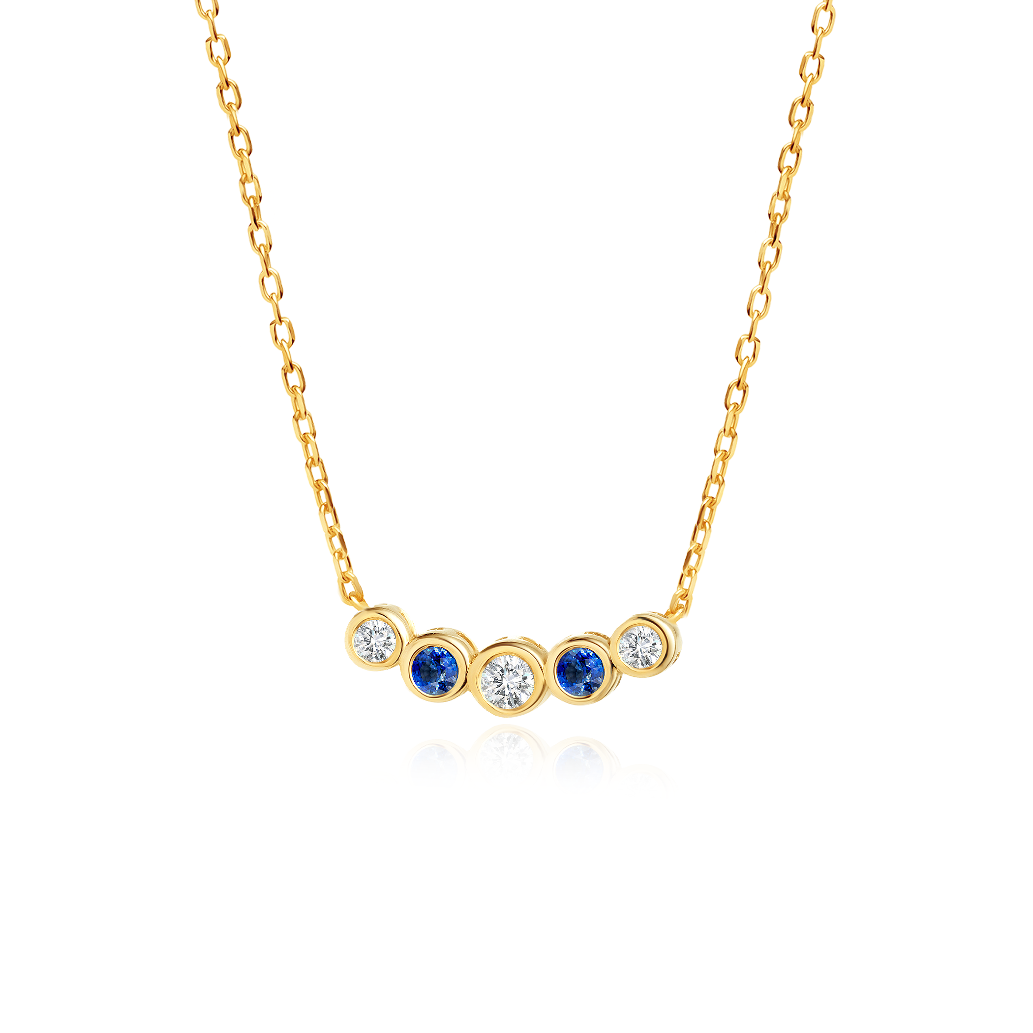 Naszyjnik Savicki: złoty, niebieskie szafiry, diamenty