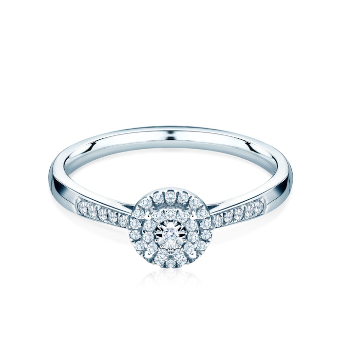 Pierścionek zaręczynowy SAVICKI: białe złoto, diament