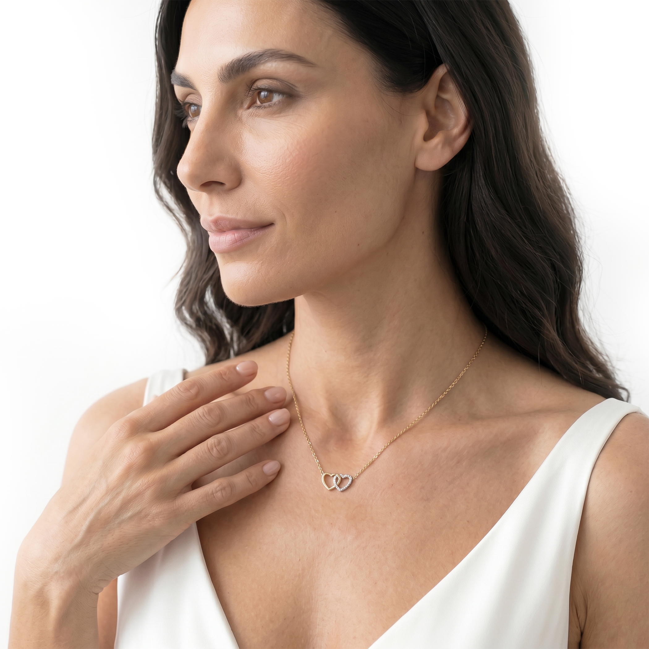 SAVICKI Heart necklace : two-tone gold, diamonds - 4