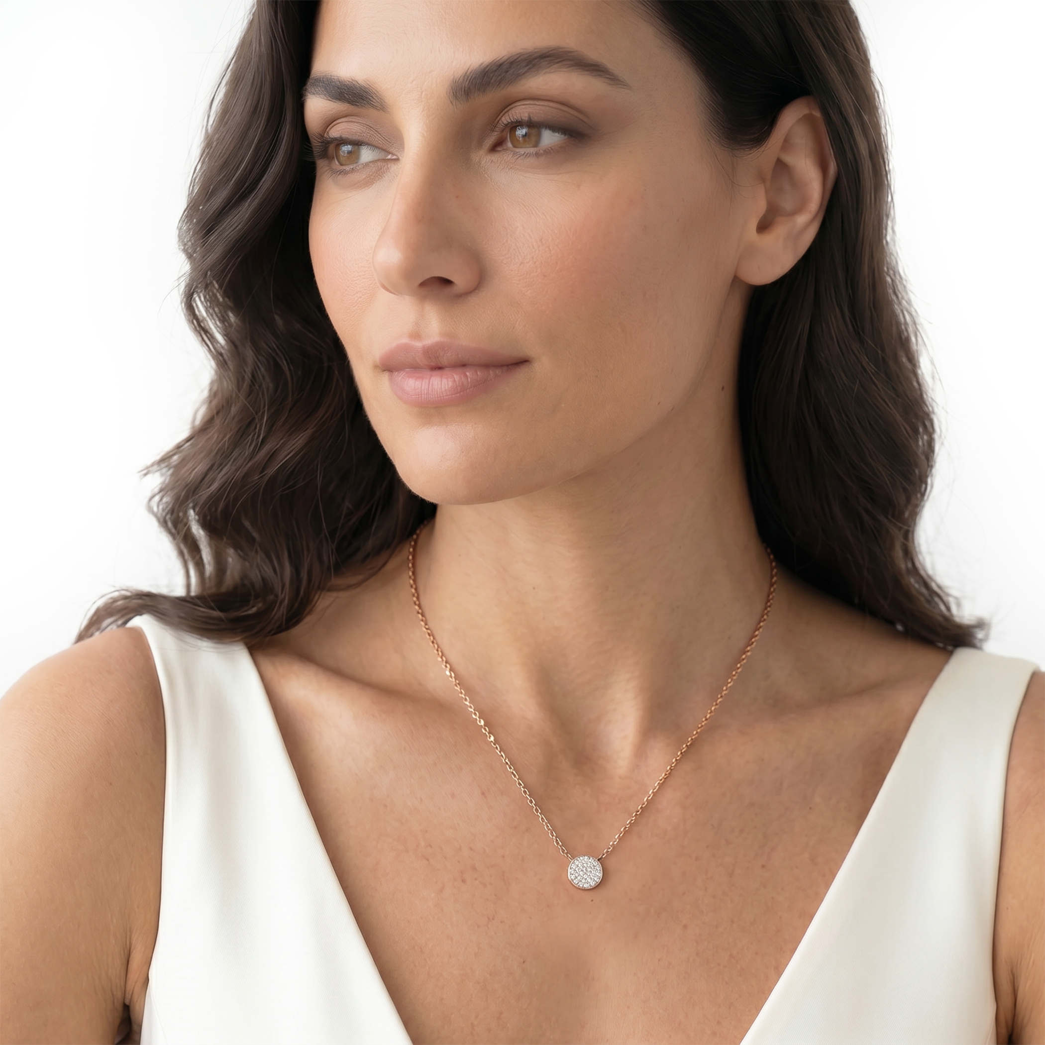 Naszyjnik złoty 585 z białymi diamentami 0.09ct 42 cm - 4