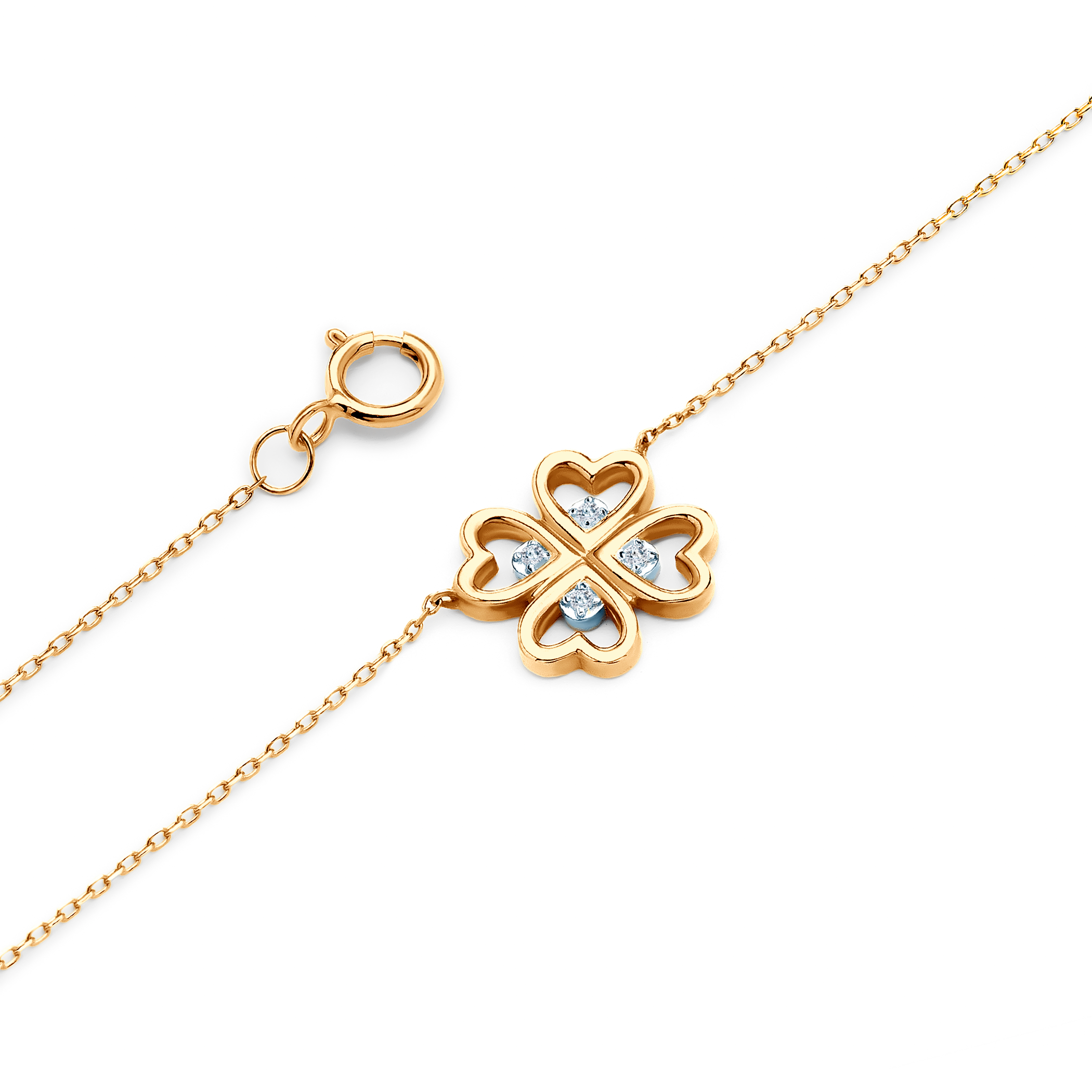 Halskette Kleeblatt  Savicki: Gold, Diamanten - 3