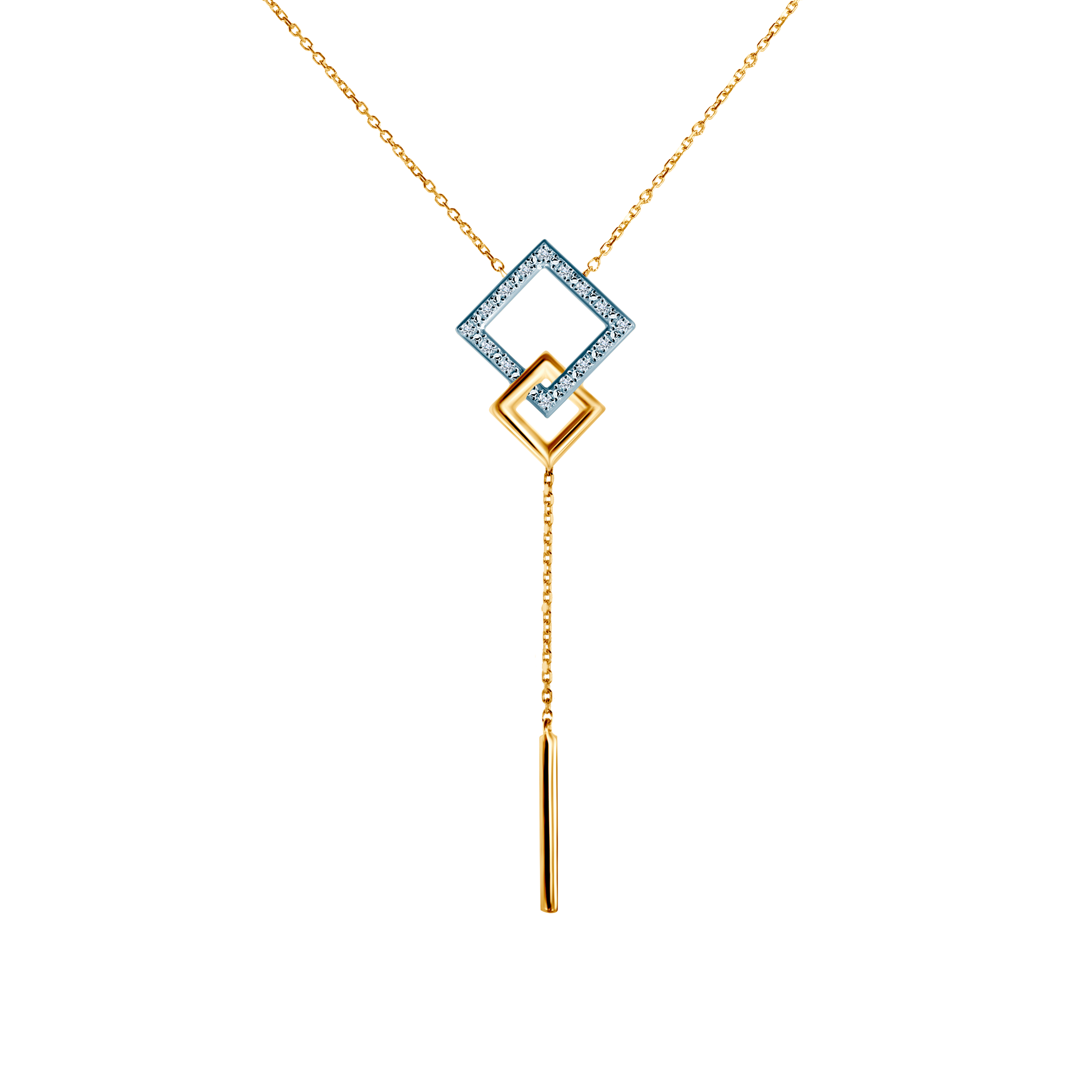 Naszyjnik złoty 585 z białymi diamentami 0.04ct 44 cm
