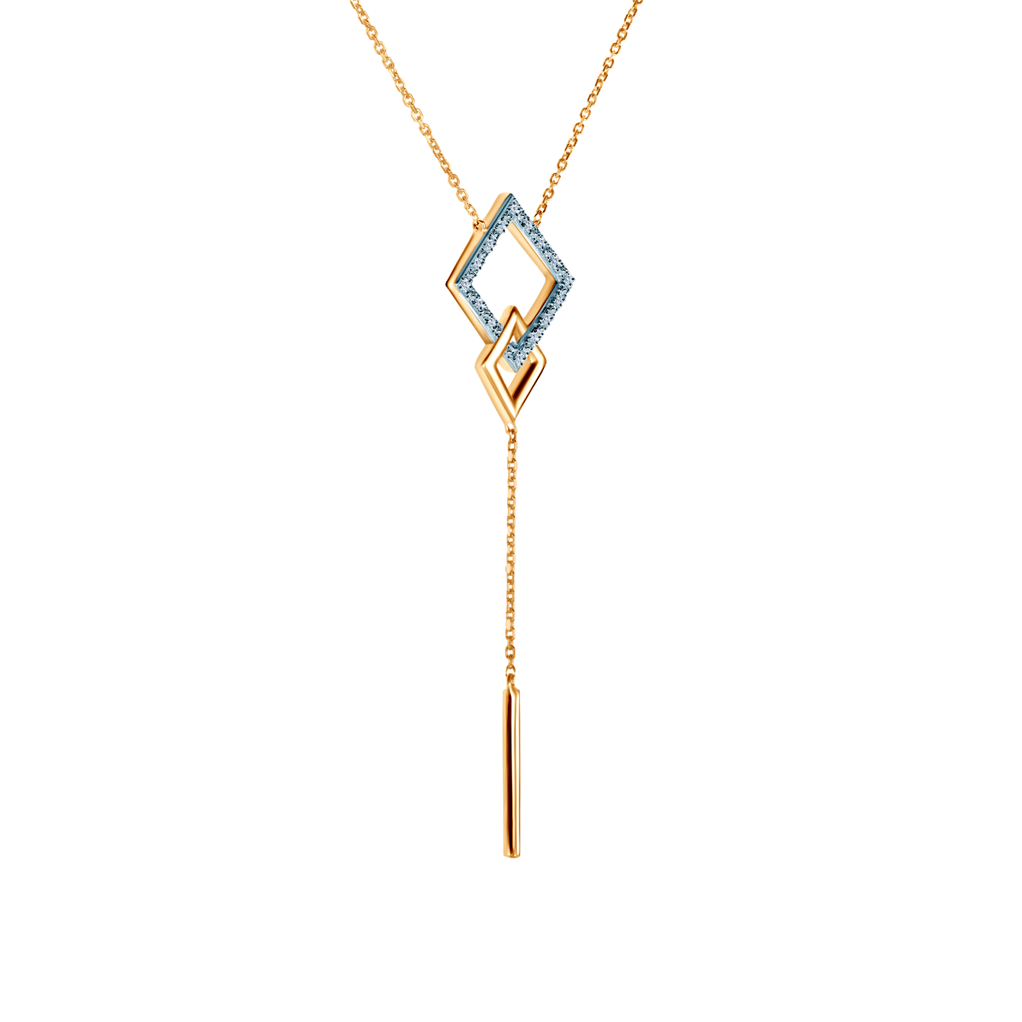Naszyjnik złoty 585 z białymi diamentami 0.04ct 44 cm - 3