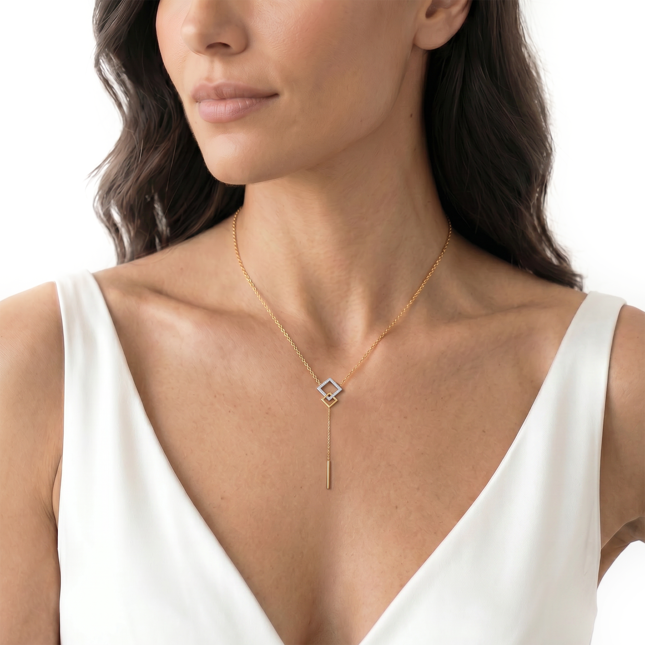 Naszyjnik złoty 585 z białymi diamentami 0.04ct 44 cm - 4