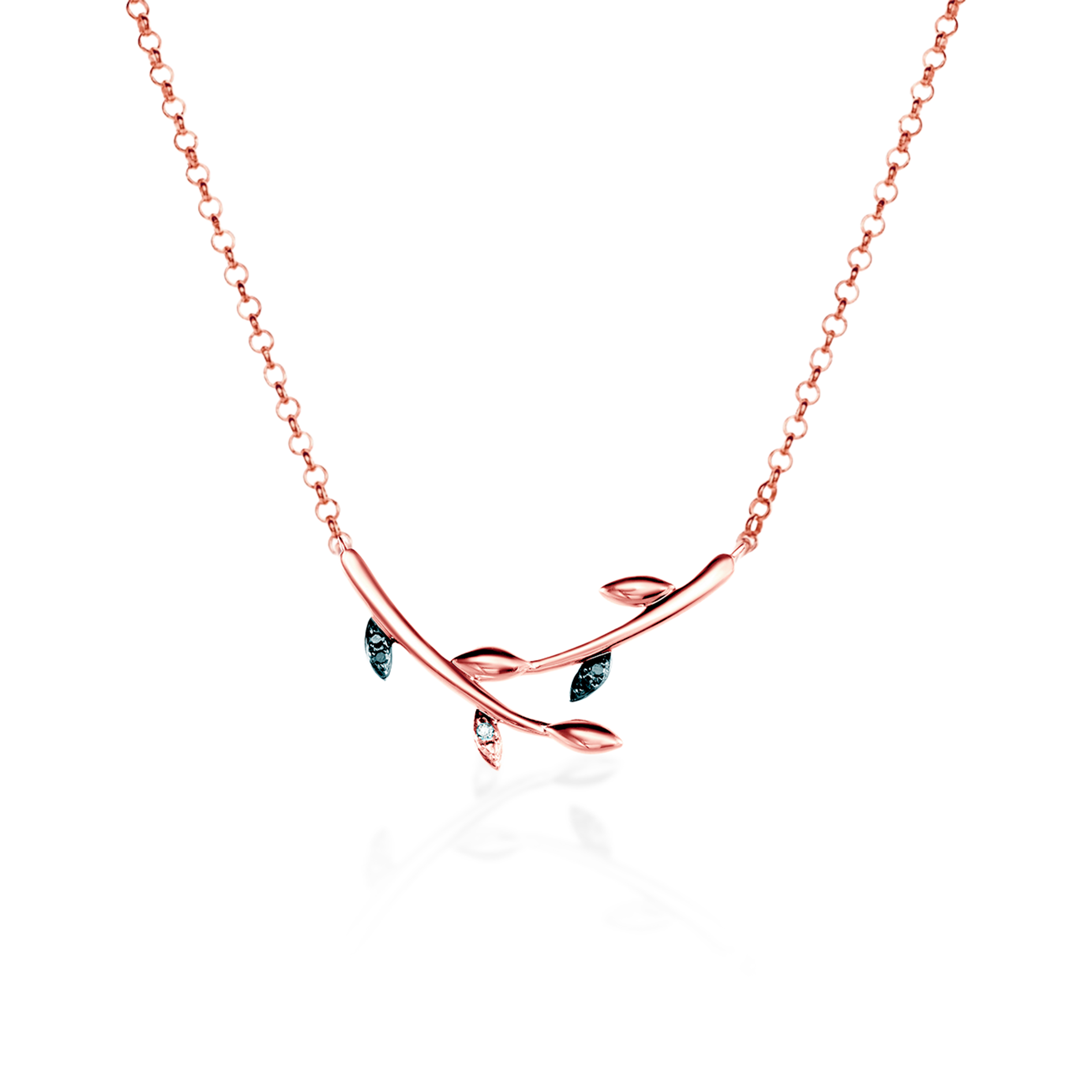 Naszyjnik z różowego złota 585 z białymi diamentami 0.03ct 42 cm