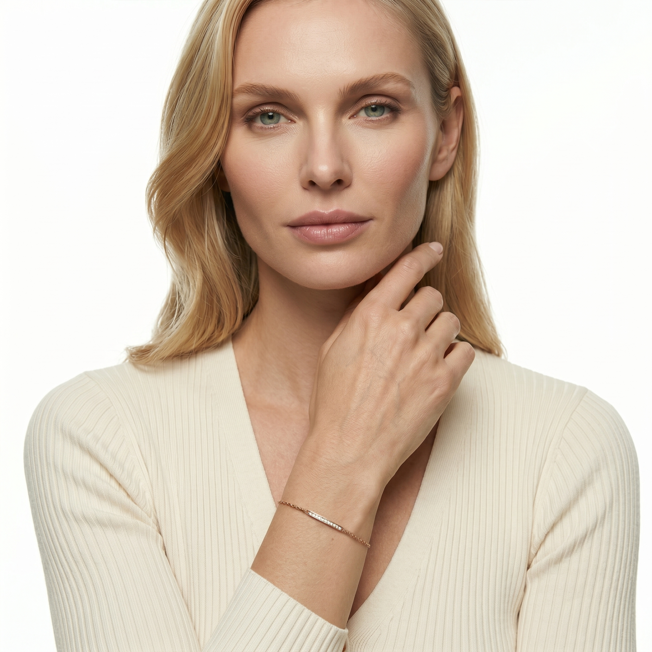 Armband mit weißem Diamanten 0,03 ct 18 cm, 585er Roségold  - 5