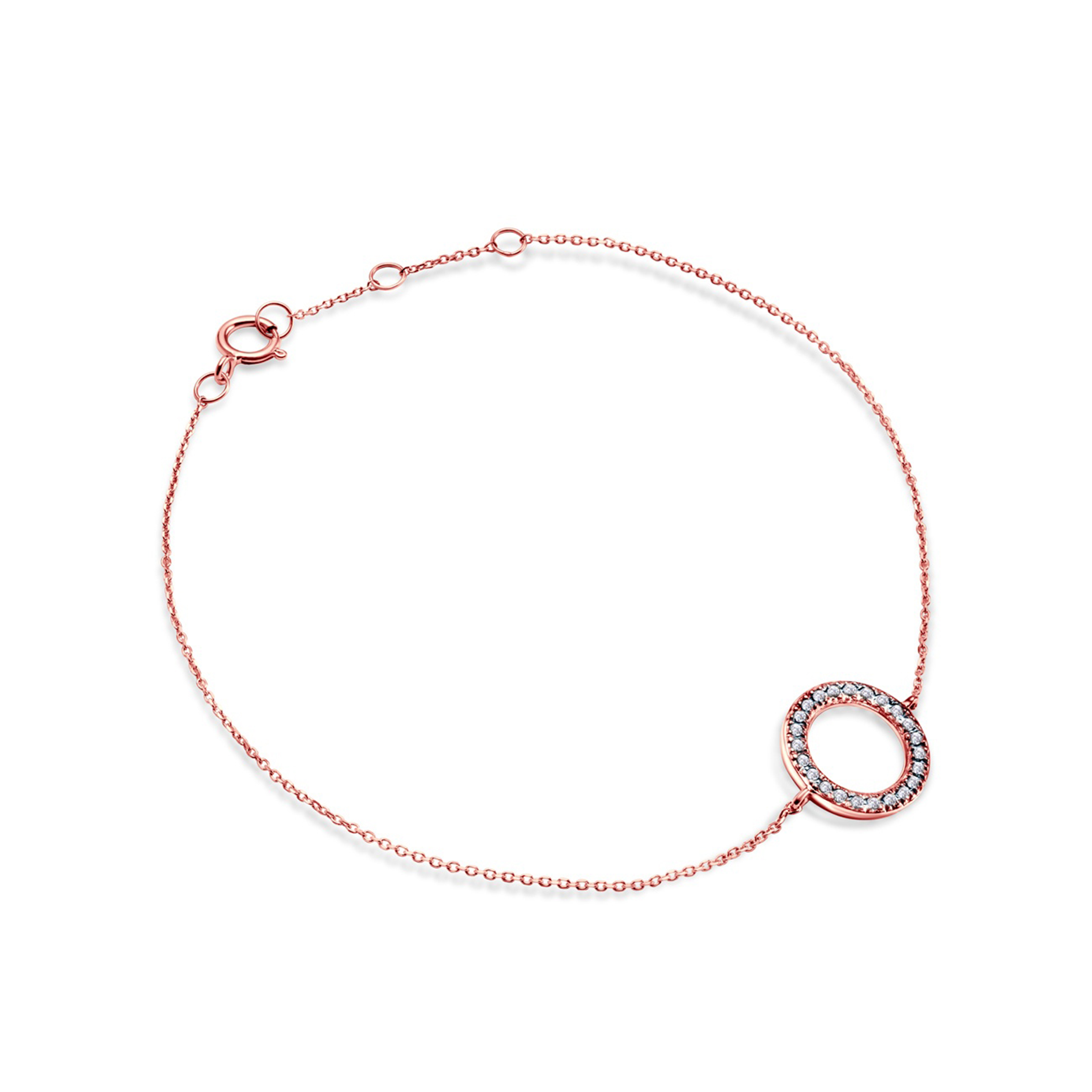 Armband Kreis mit weißem Diamanten 0,06 ct 18 cm, 585er Roségold 