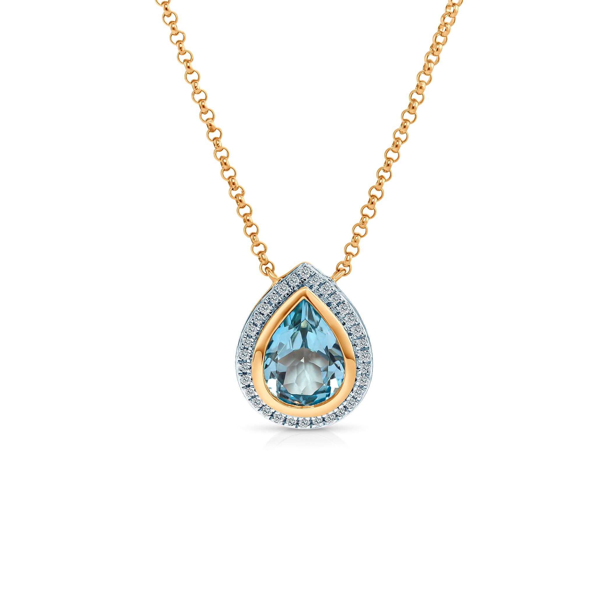 Naszyjnik złoty 585 z Niebieski topaz 0.06ct 42 cm
