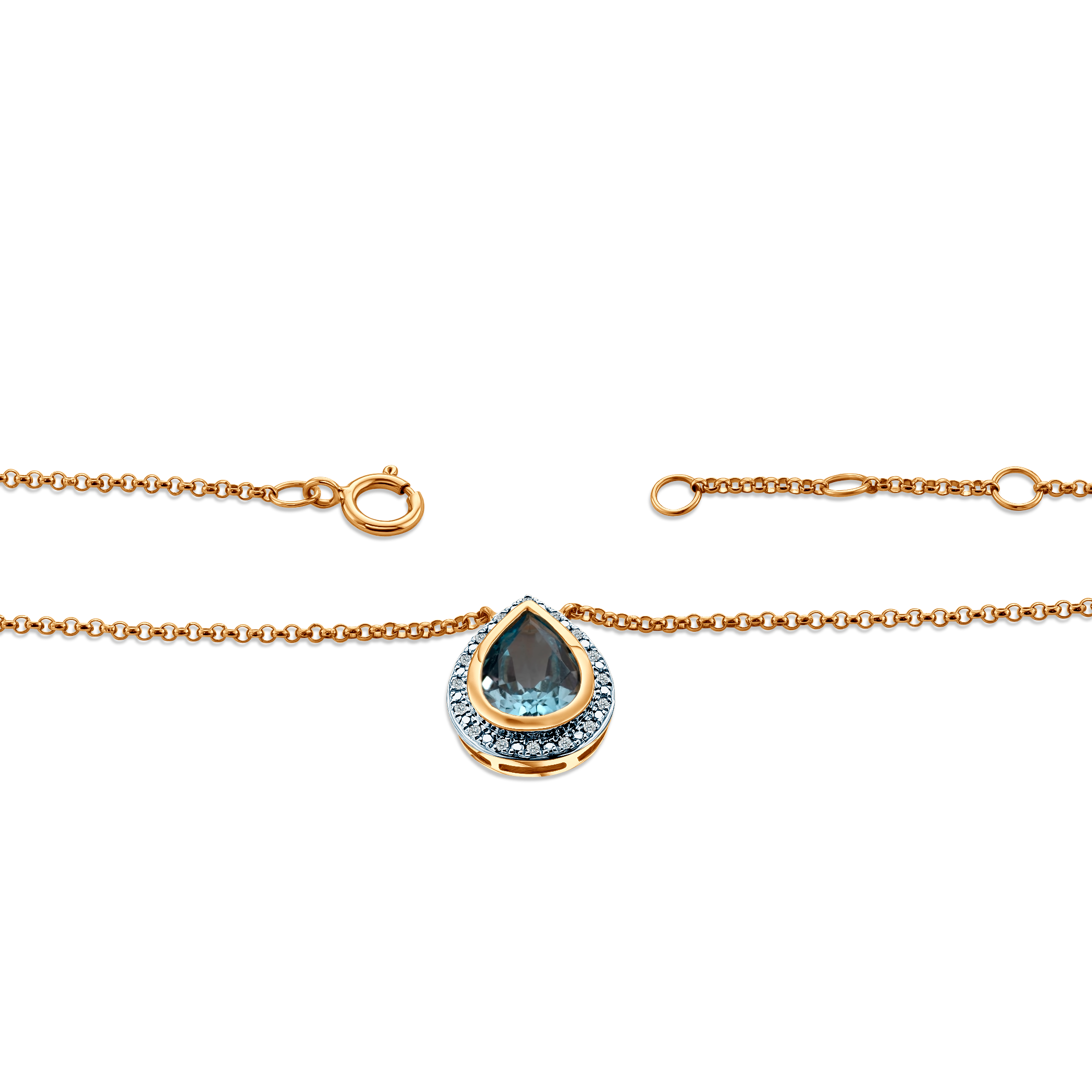 14K gold necklace with 0.06ct blue topaz 42 cm - 4