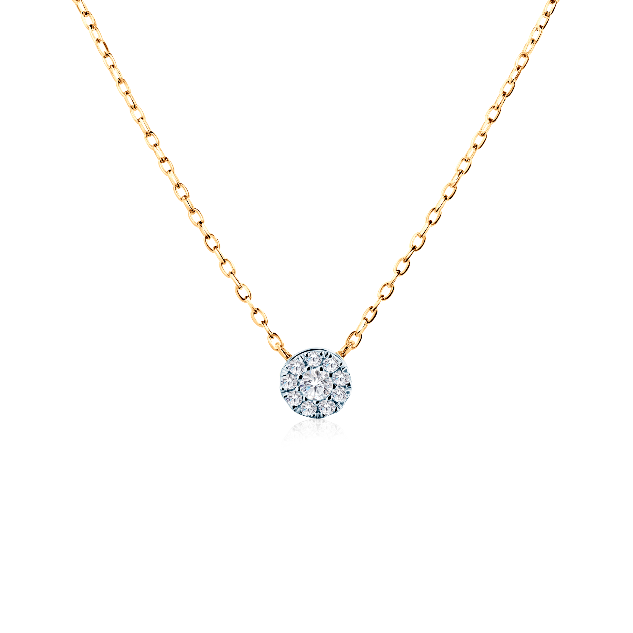 Naszyjnik złoty 585 z białymi diamentami 0.06ct 42 cm
