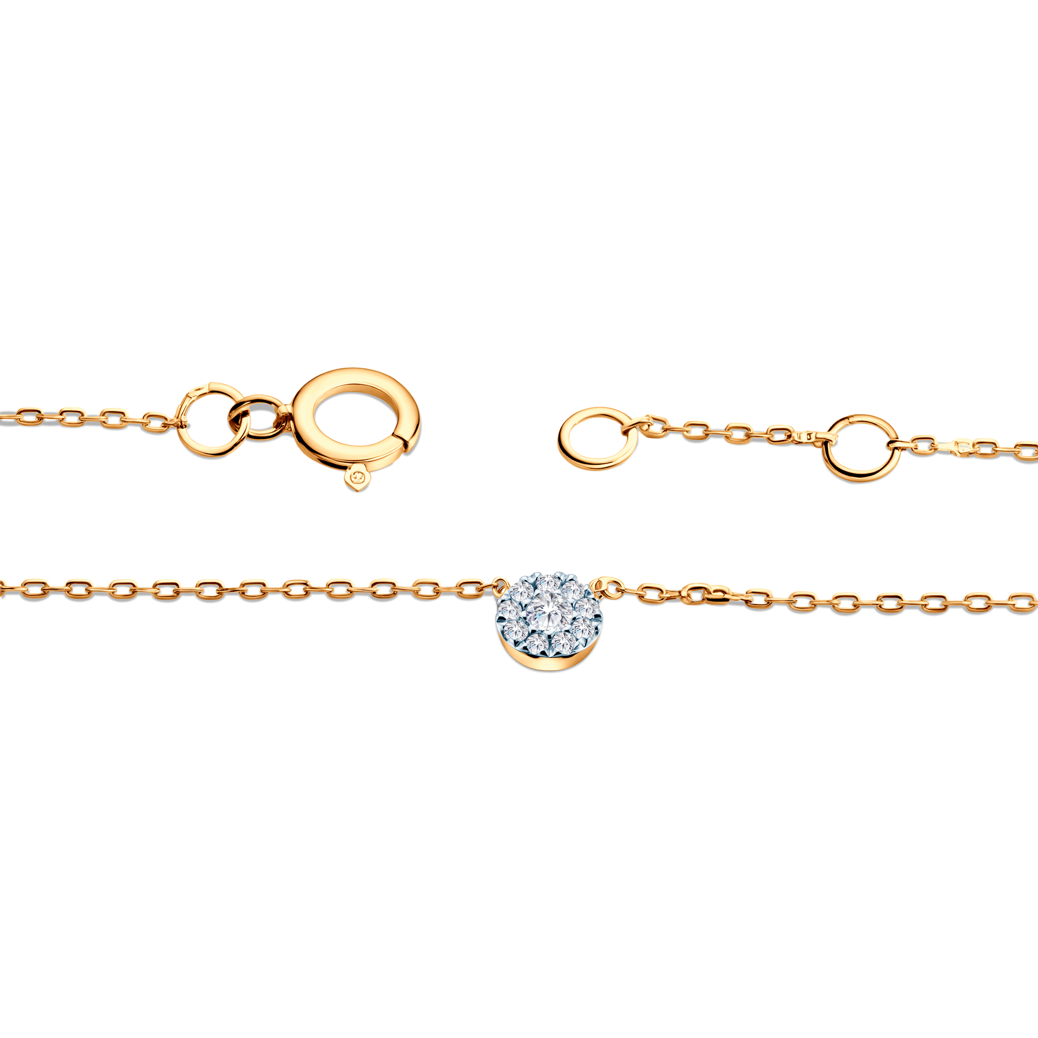14K gold necklace with 0.06ct white diamonds 42 cm - 4