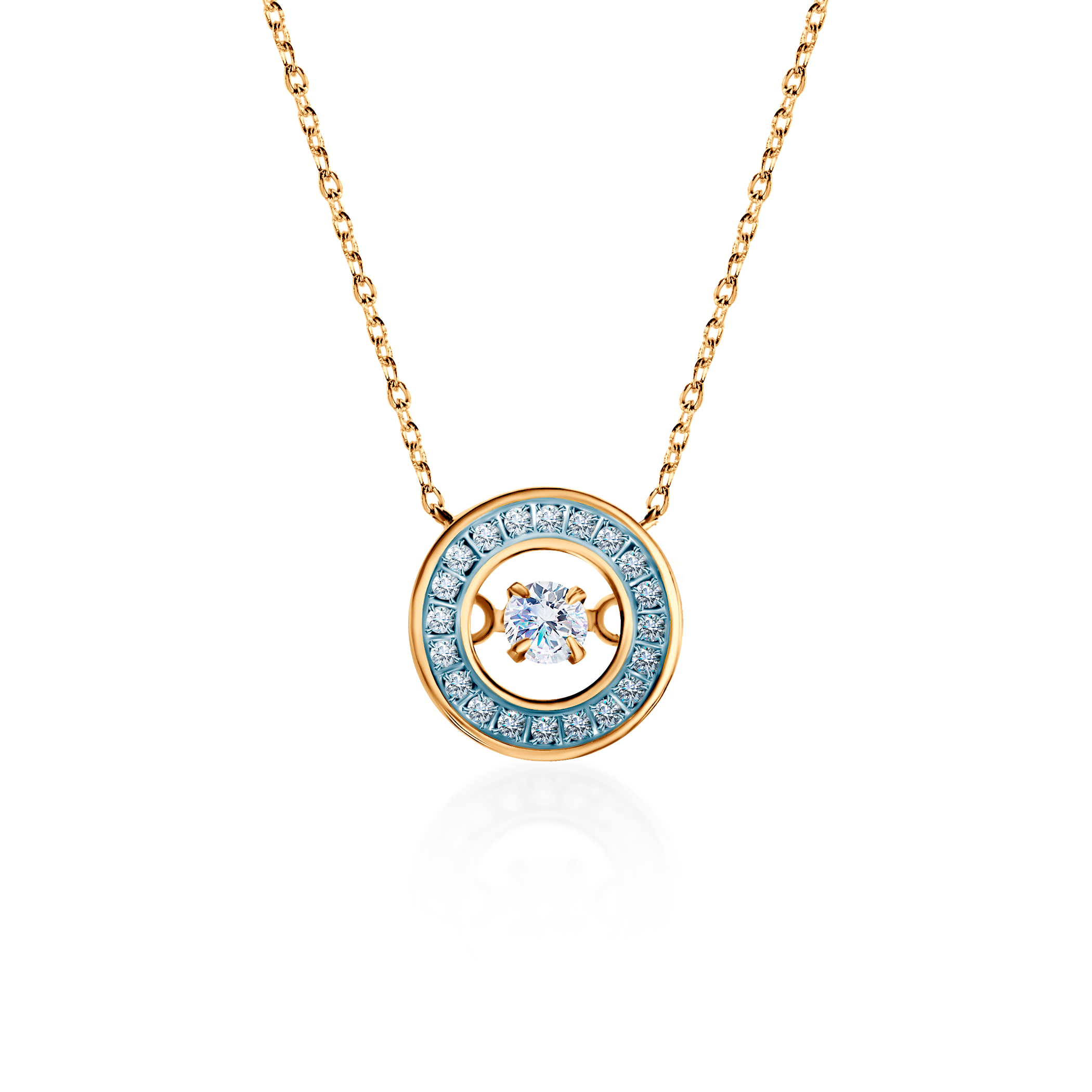 Naszyjnik złoty 585 z białym diamentem 0.13ct 42 cm