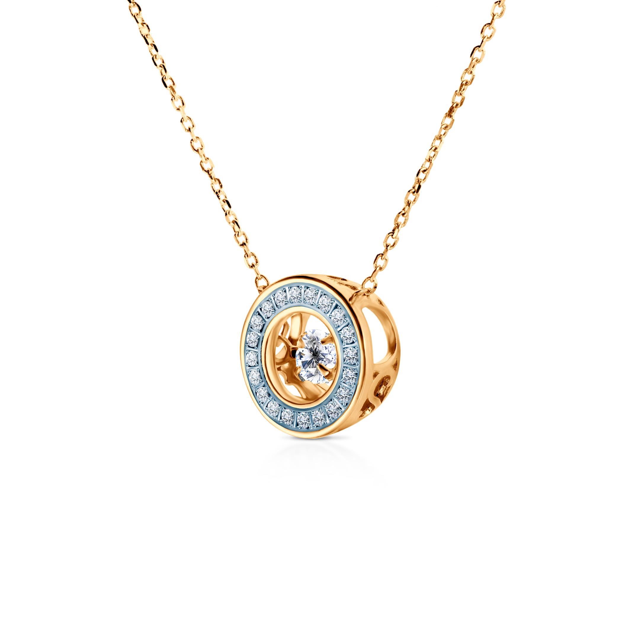 Naszyjnik złoty 585 z białym diamentem 0.13ct 42 cm - 4