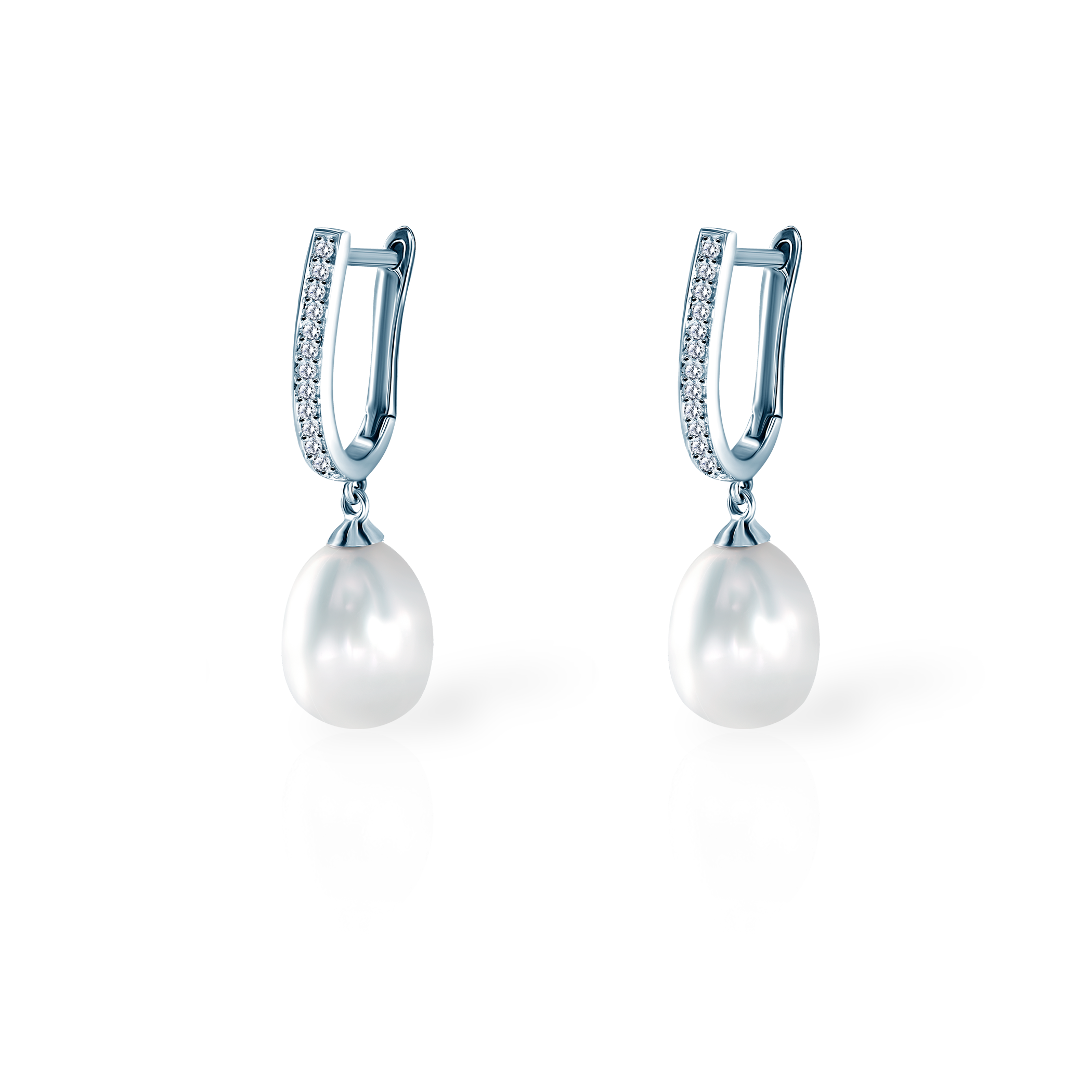 Earrings Savicki: white gold, pearl, diamonds - 4