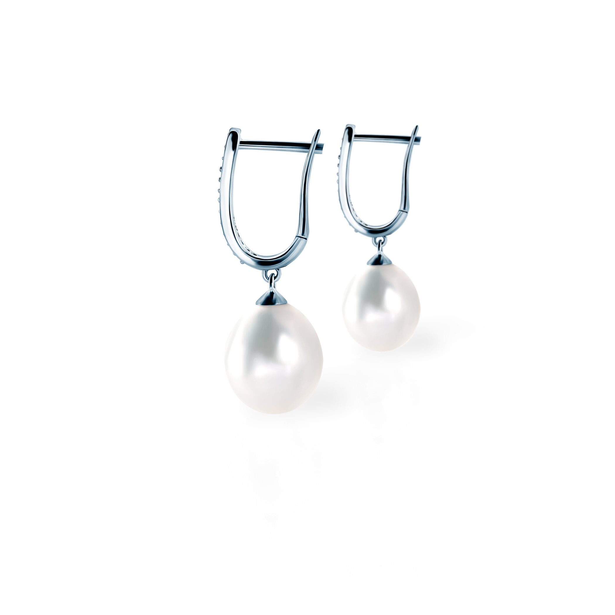 Earrings Savicki: white gold, pearl, diamonds - 6