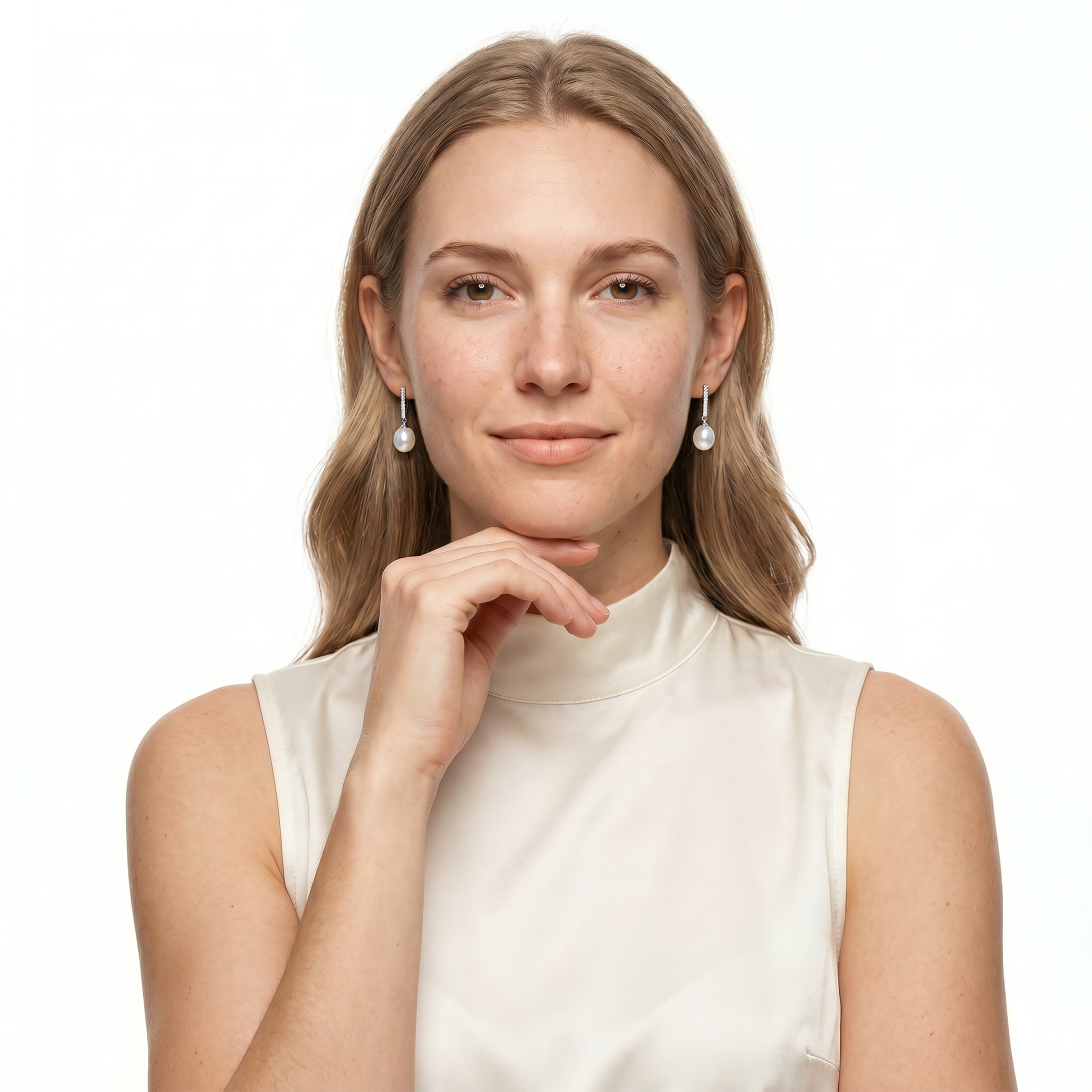 Earrings Savicki: white gold, pearl, diamonds - 7